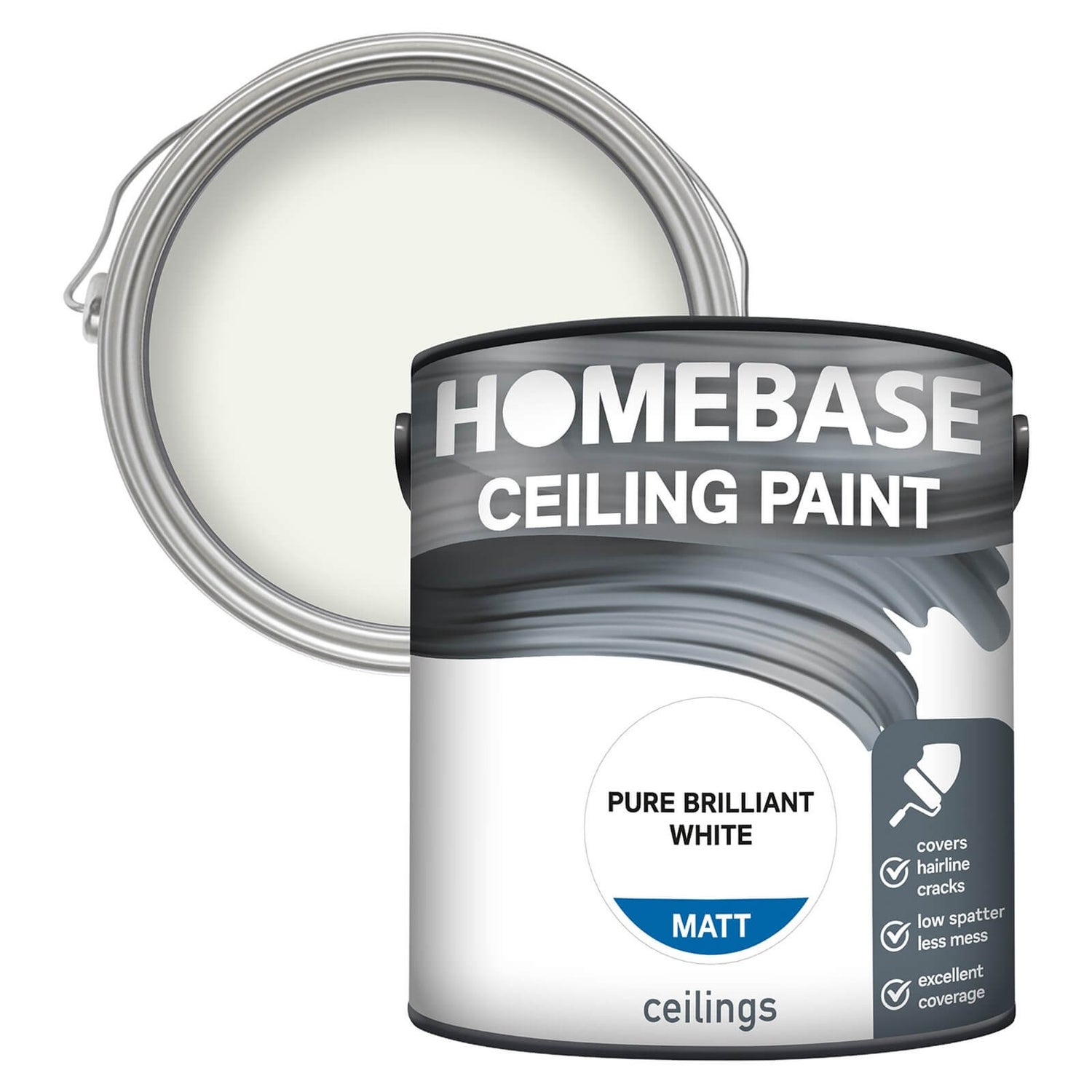 Homebase Ceiling Paint Pure Brilliant White 2.5L Homebase