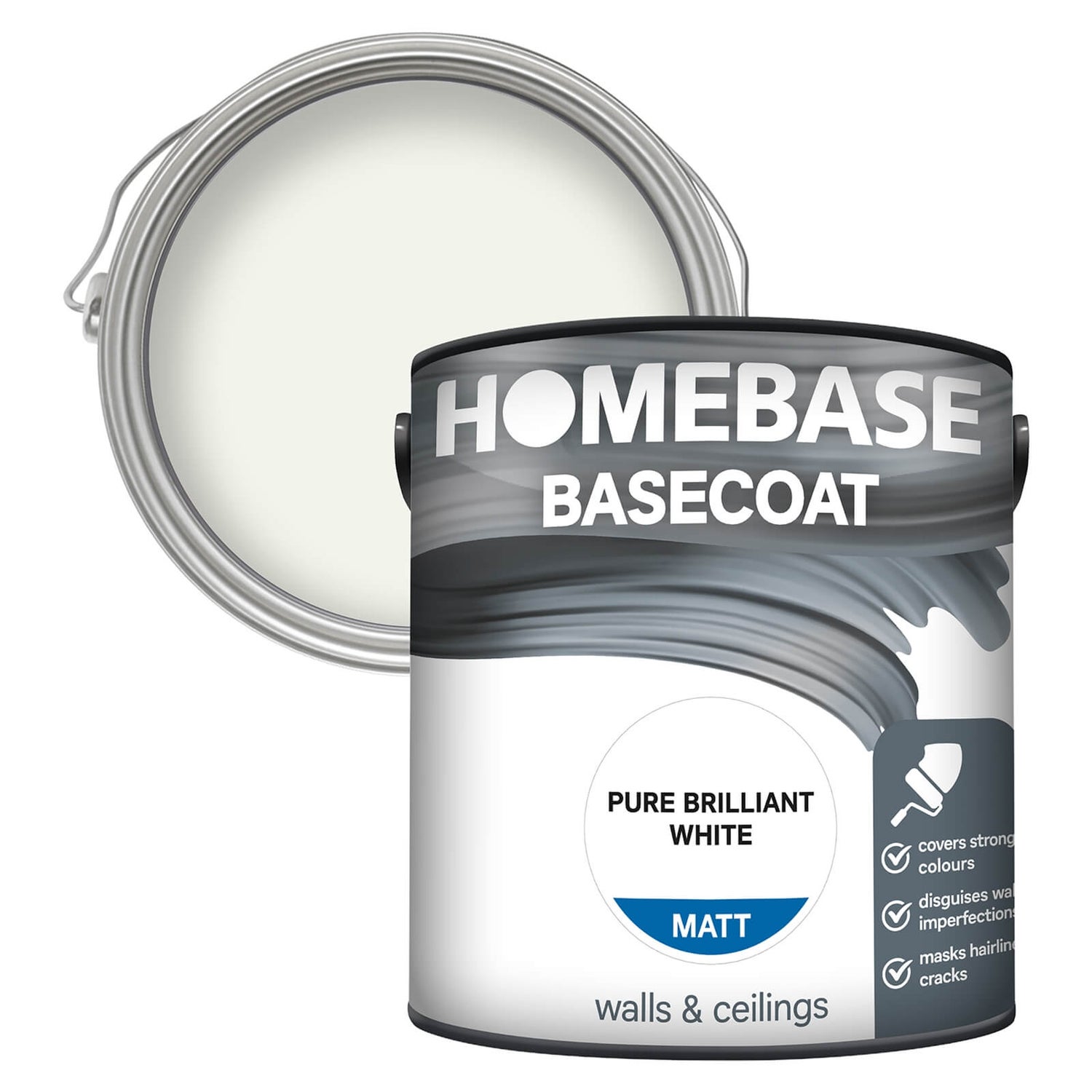 Homebase Basecoat Paint Pure Brilliant White 2.5L Homebase