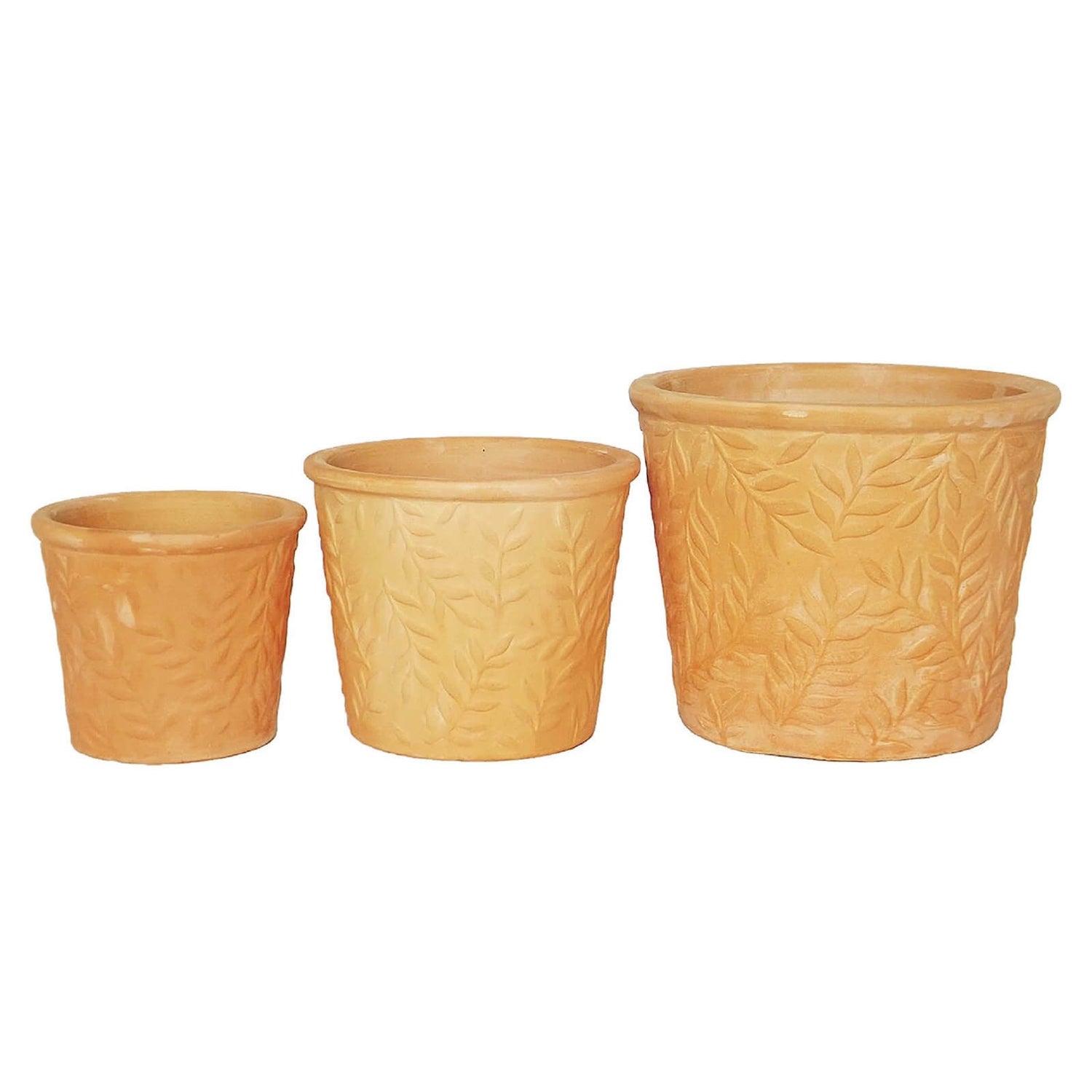 Terracotta Leaf Design Pot 26cm Homebase