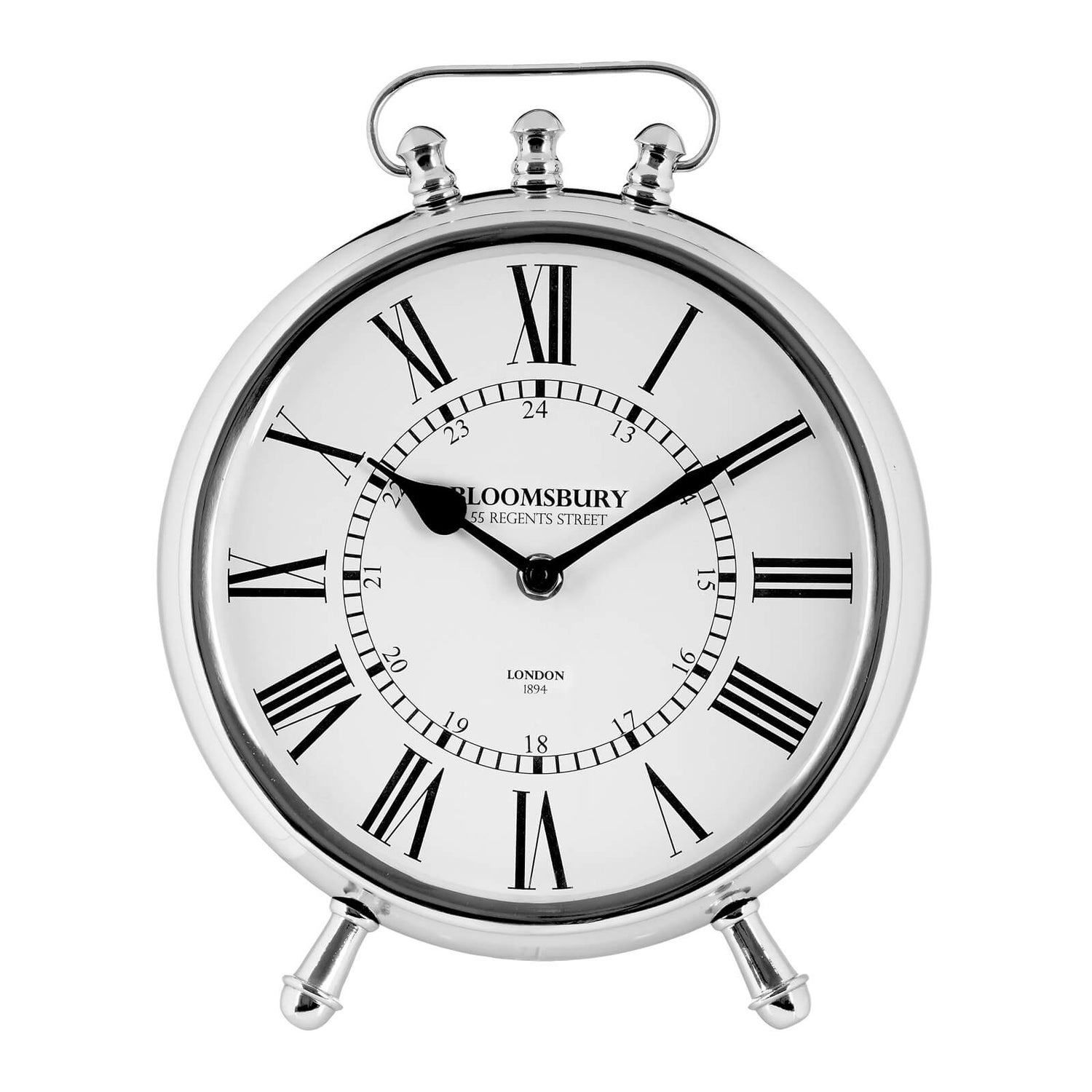 Hampstead Table Clock - Silver | Homebase