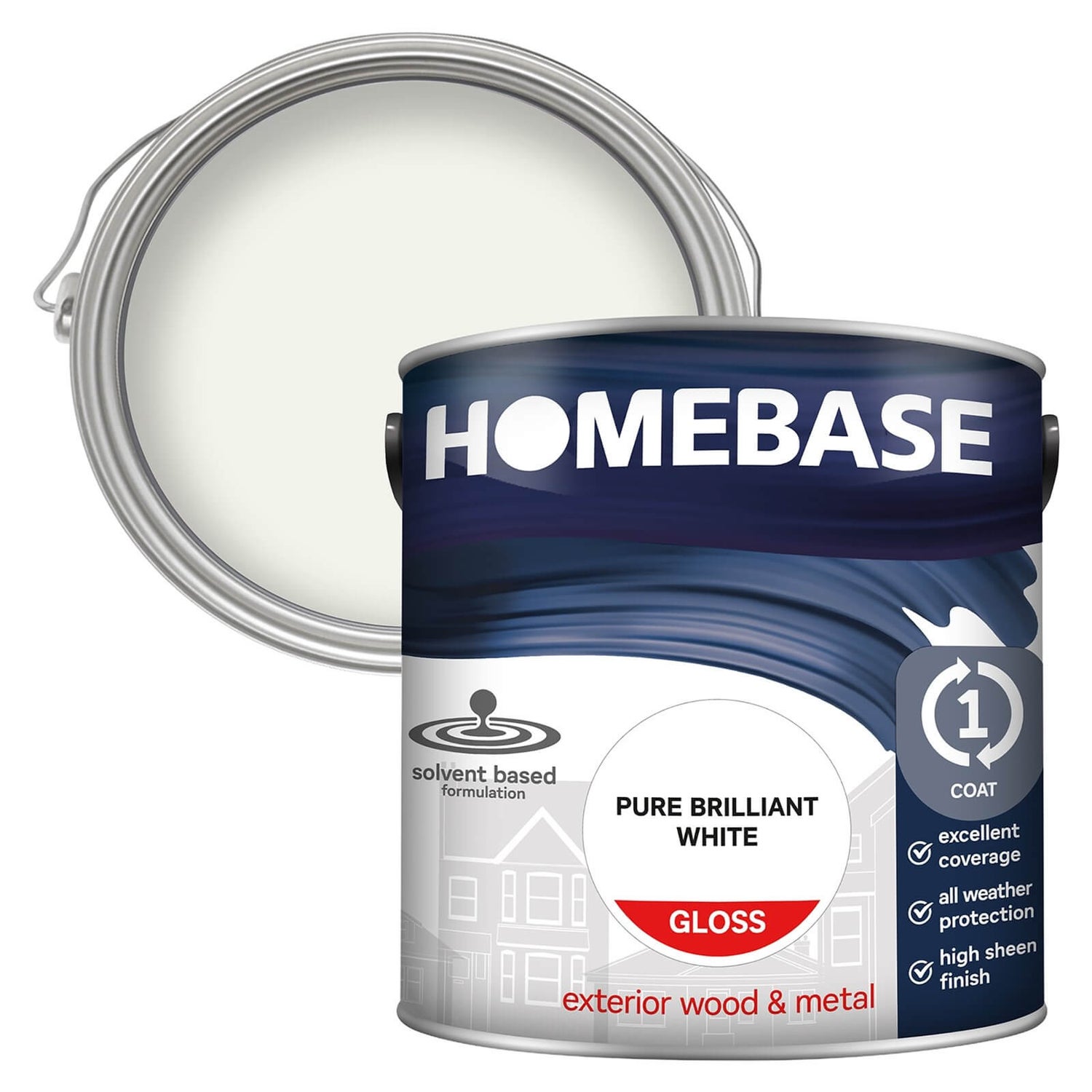 Homebase Exterior Gloss Paint Brilliant White 2.5L Homebase