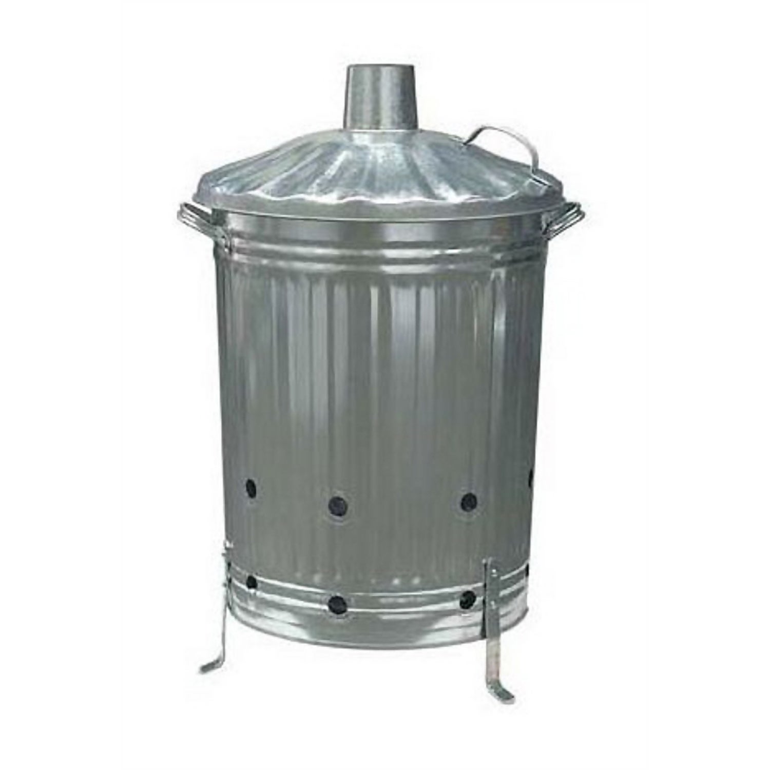 Garden Galvanised Steel Incinerator / Fire Bin with Lid 85L Homebase