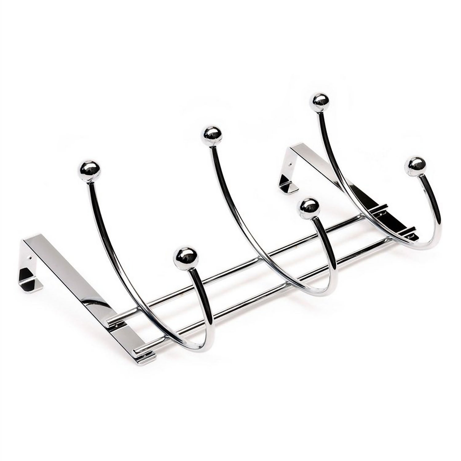 Hat and Coat Over the Door Hanger Chrome Plated 3 Hooks Homebase