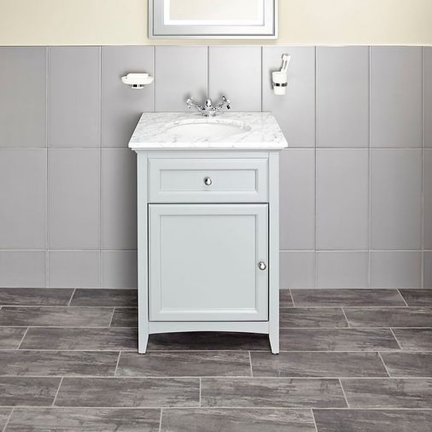 Bathstore Savoy 600mm Marble Top Floor standing Vanity Unit Gun Metal