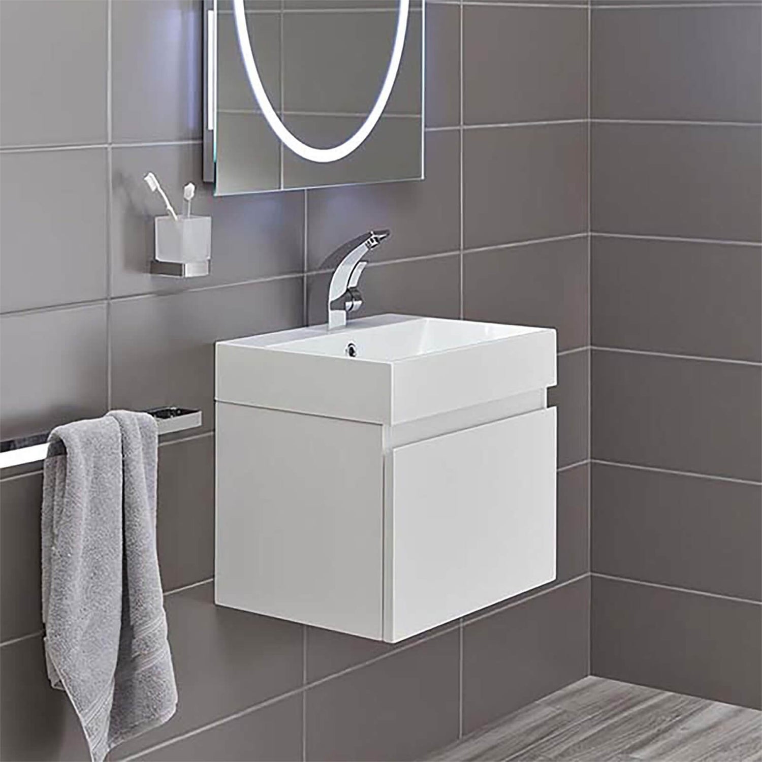 Bathstore Mino 500mm Basin & Wall Mounted Vanity Unit White Gloss