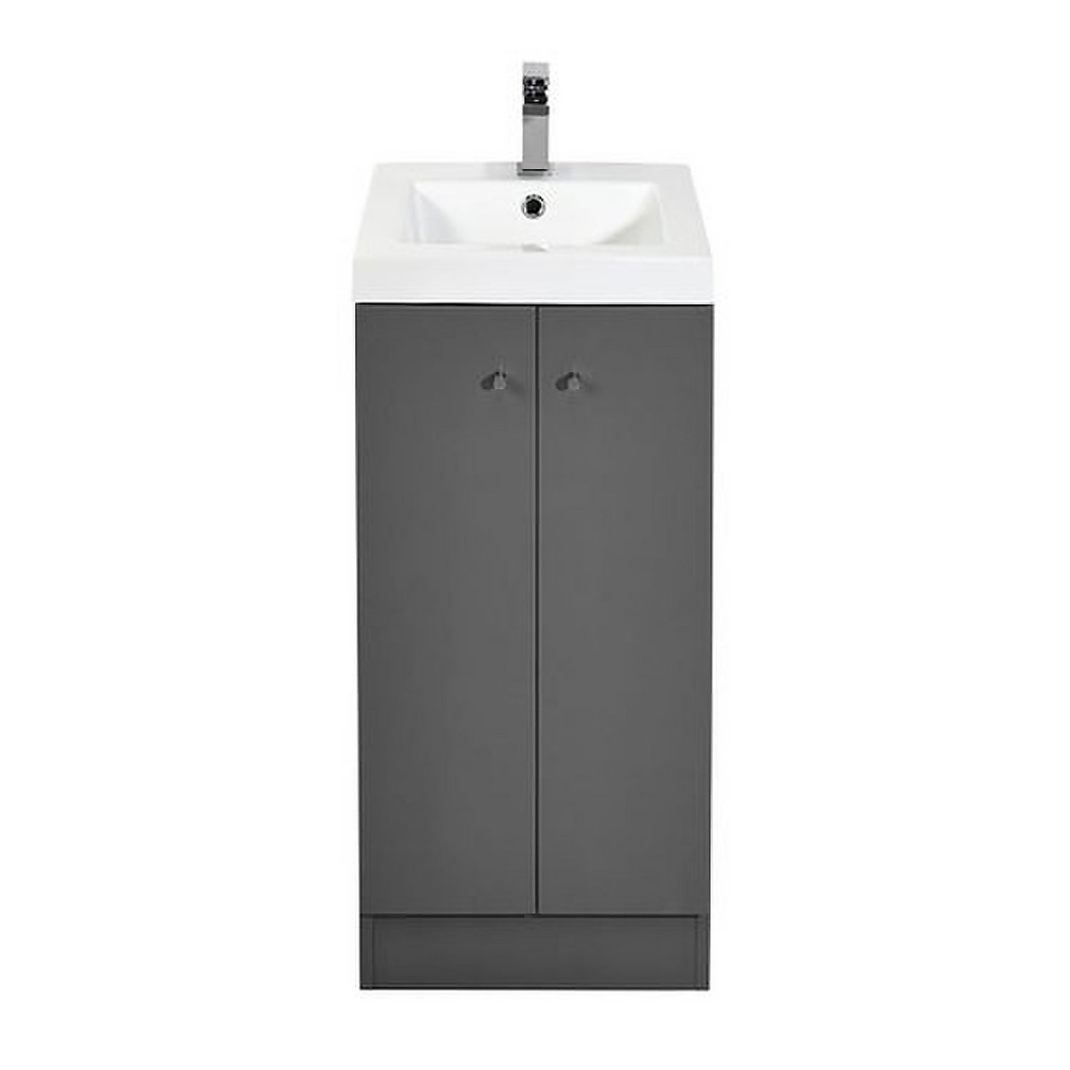 Bathstore Alpine Duo 400mm Basin and Floorstanding Vanity Unit Gloss Grey Homebase