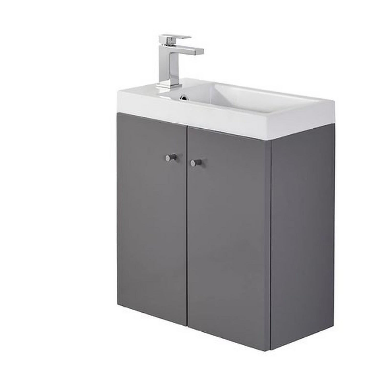 Bathstore Alpine Duo 495mm Basin and Wall Hung Vanity Unit Gloss Grey