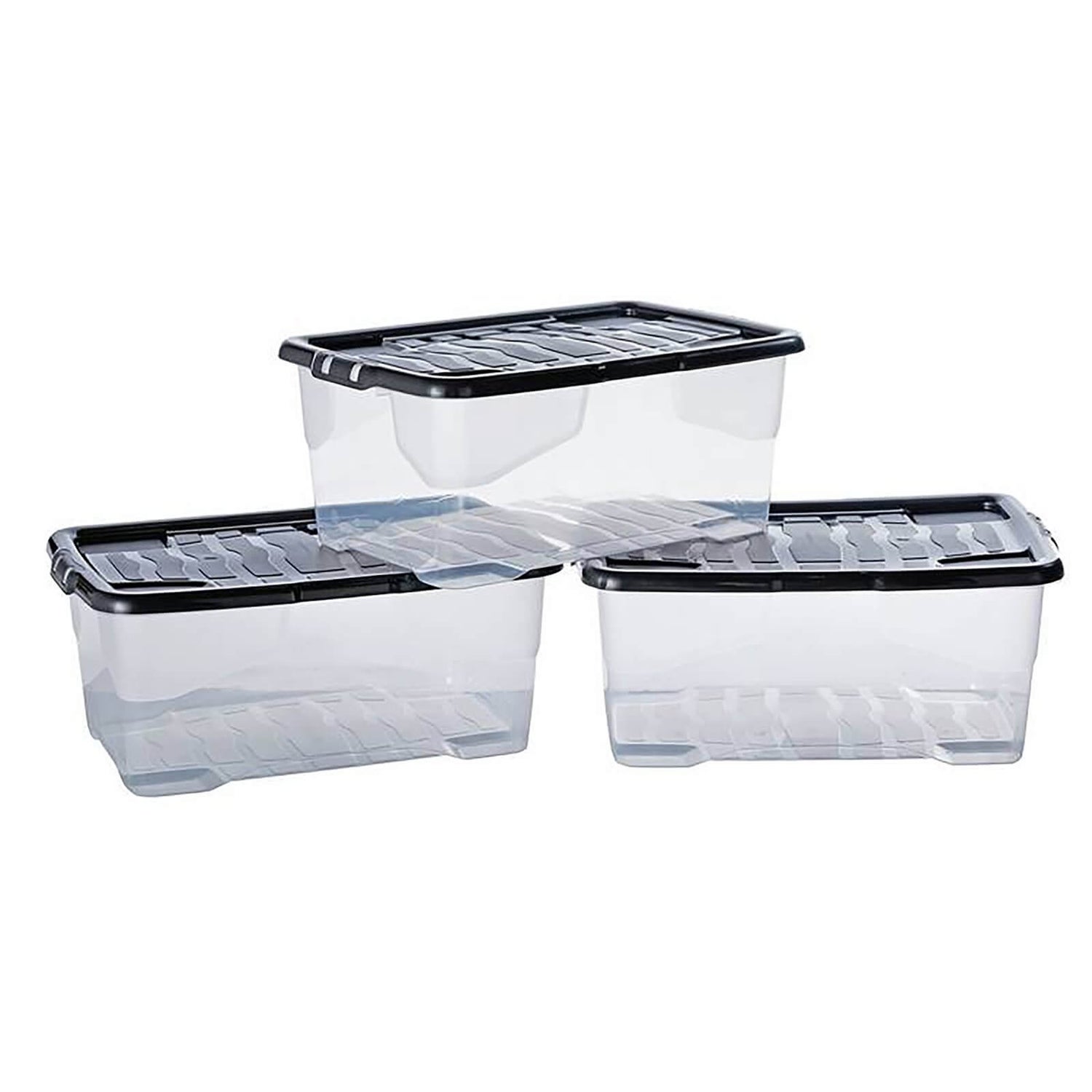 Curve Storage Boxes with Lids 42L Set of 3 Homebase
