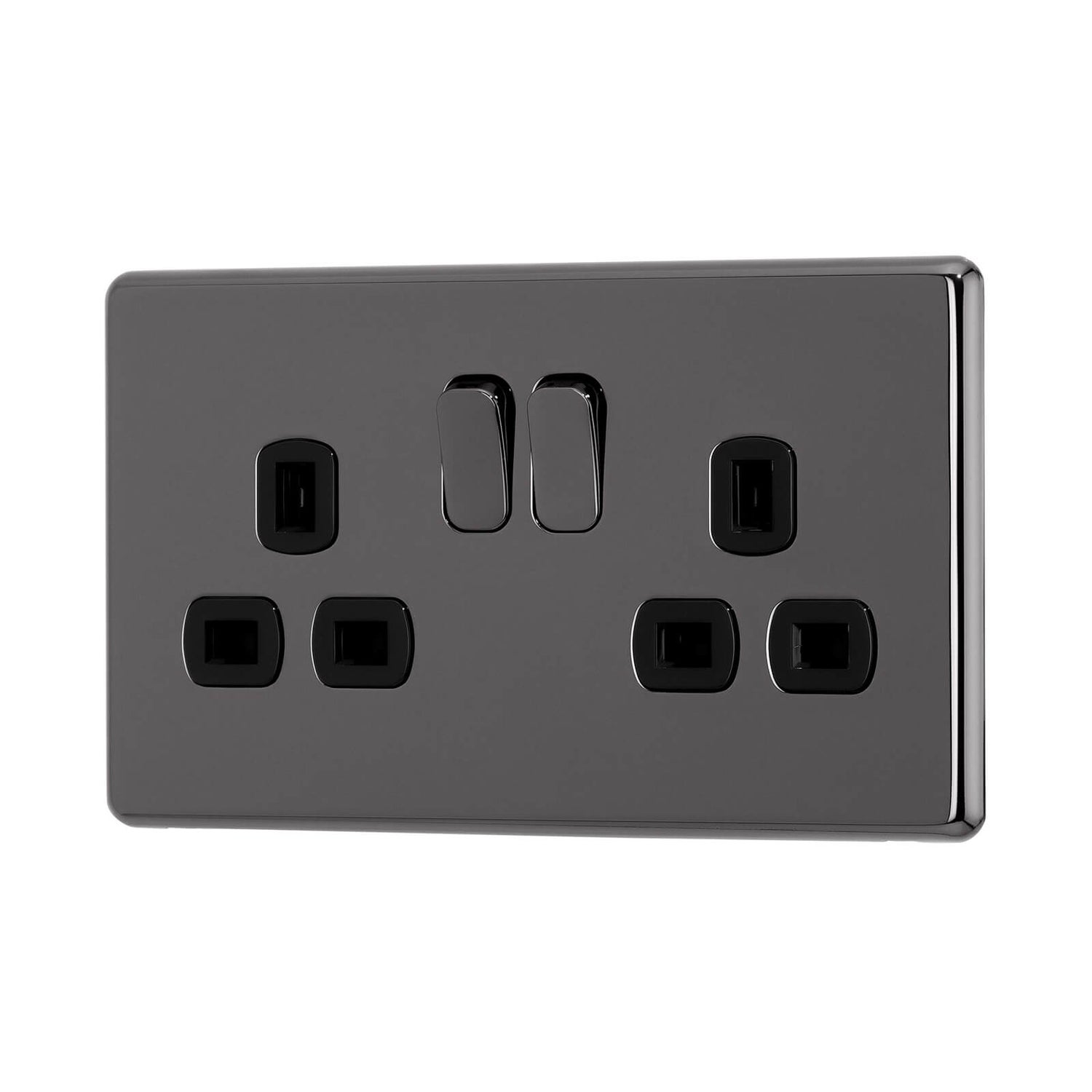 Arlec Fusion 13A 2 Gang Black Nickel Double switched socket Homebase