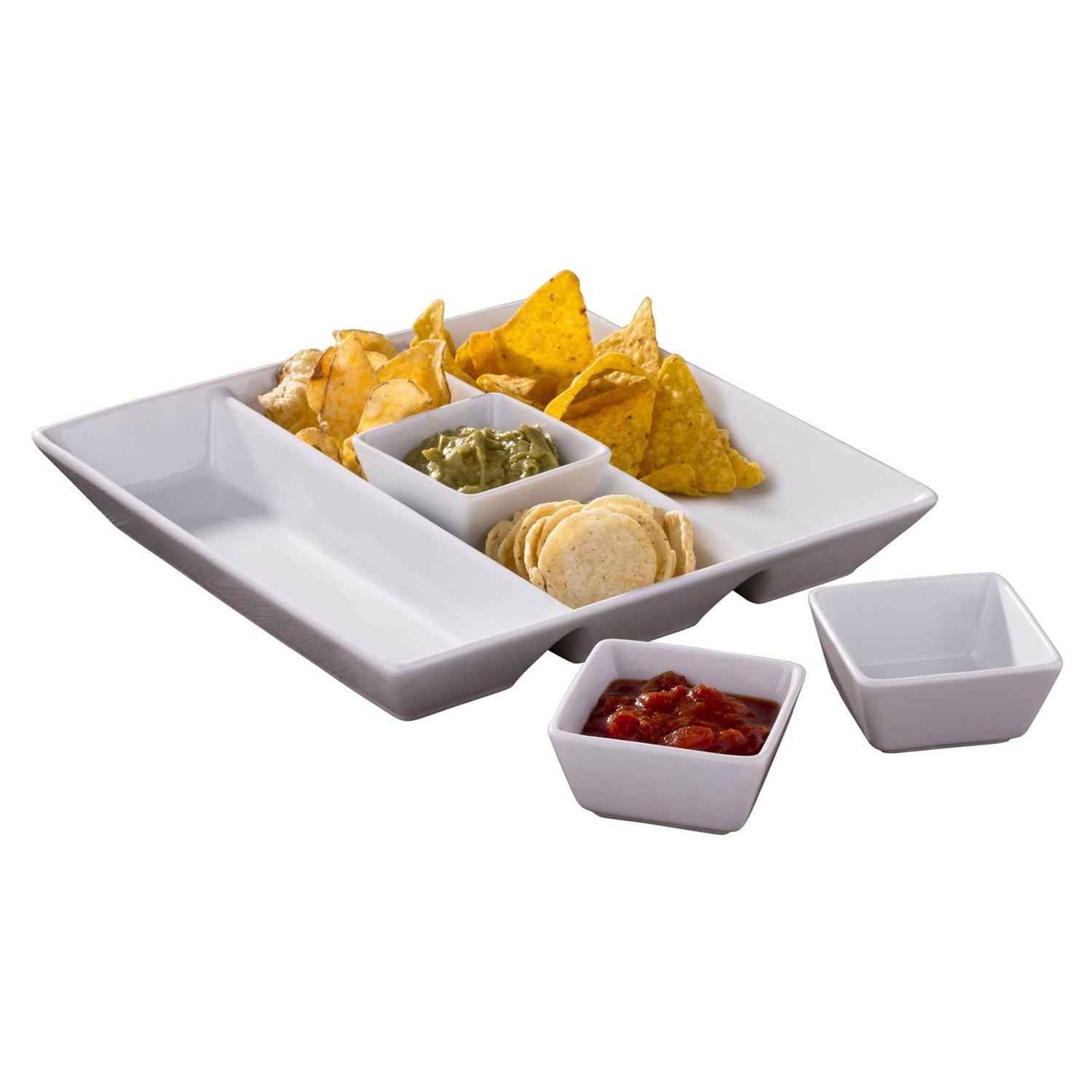 4 Piece White Chip & Dip Serving Set Homebase