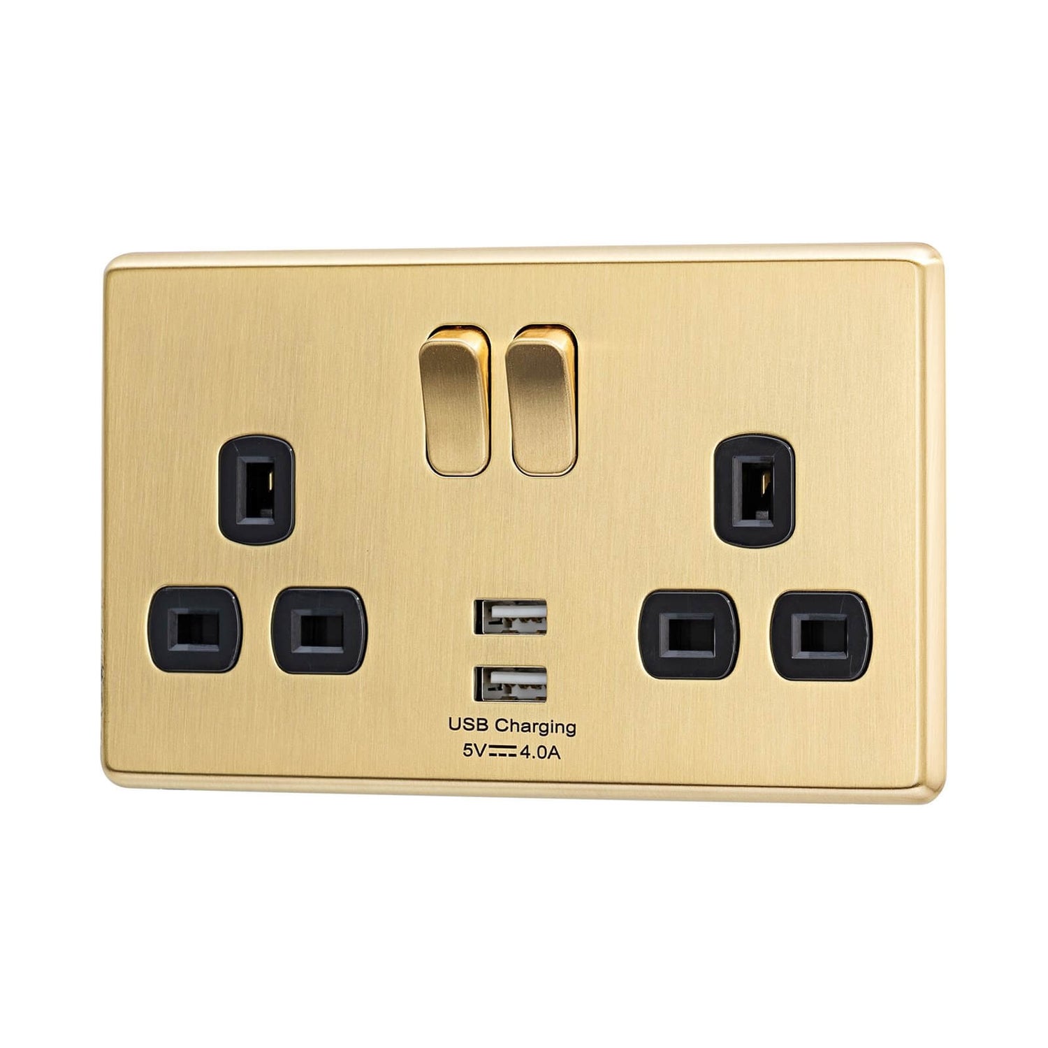 Arlec Fusion 13A 2 Gang Gold Double switched socket with 2x4A USB