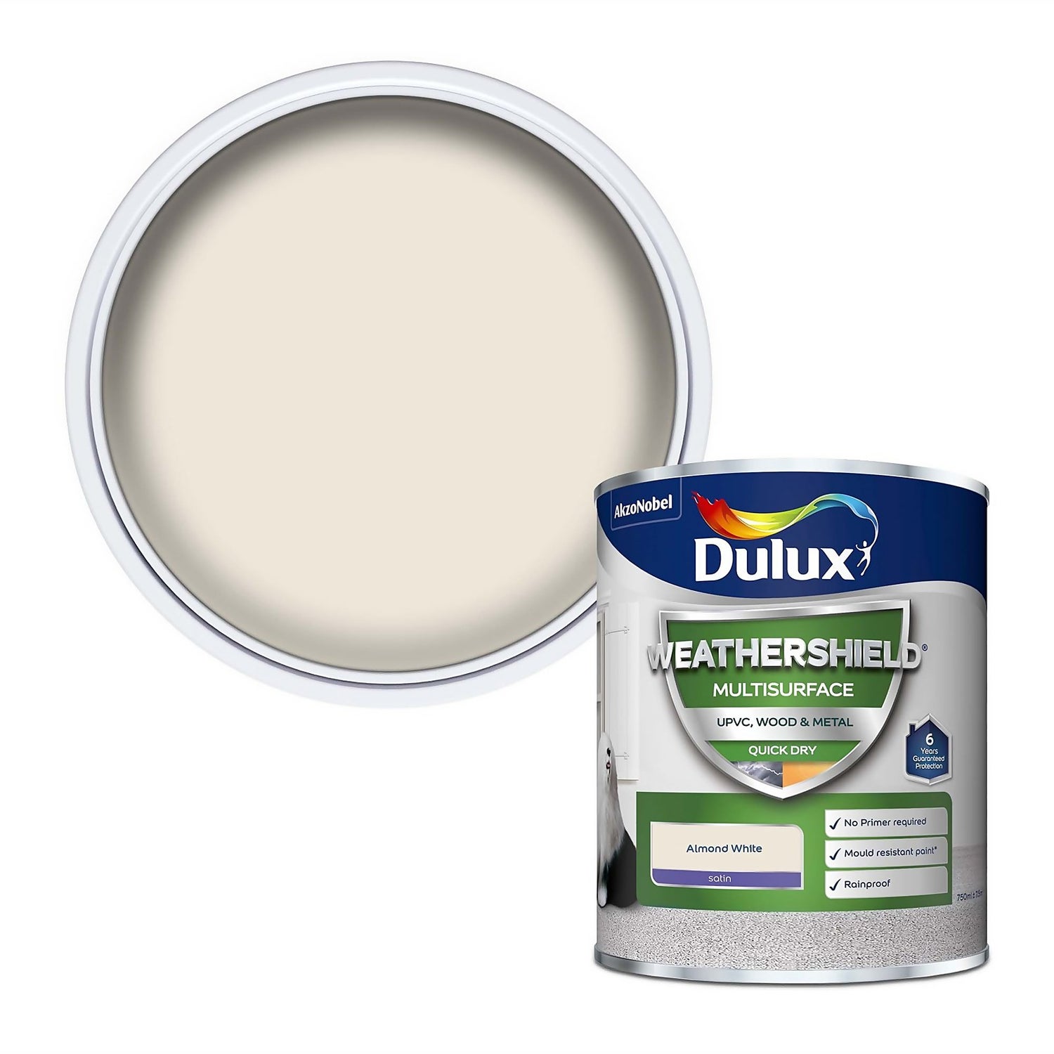 Dulux Weathershield Multi Surface Paint Almond White 750ml Homebase