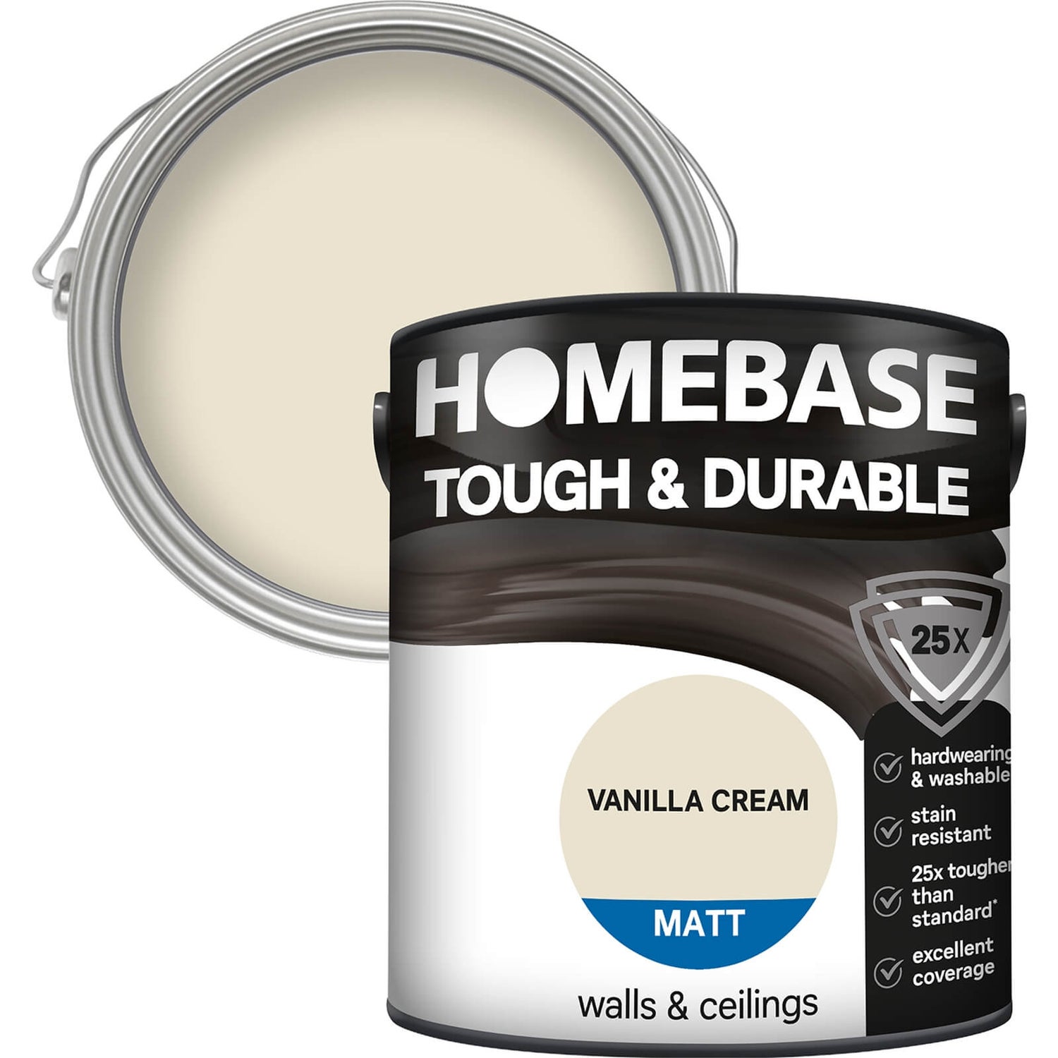 Homebase Tough & Durable Matt Paint Vanilla Cream 2.5L Homebase