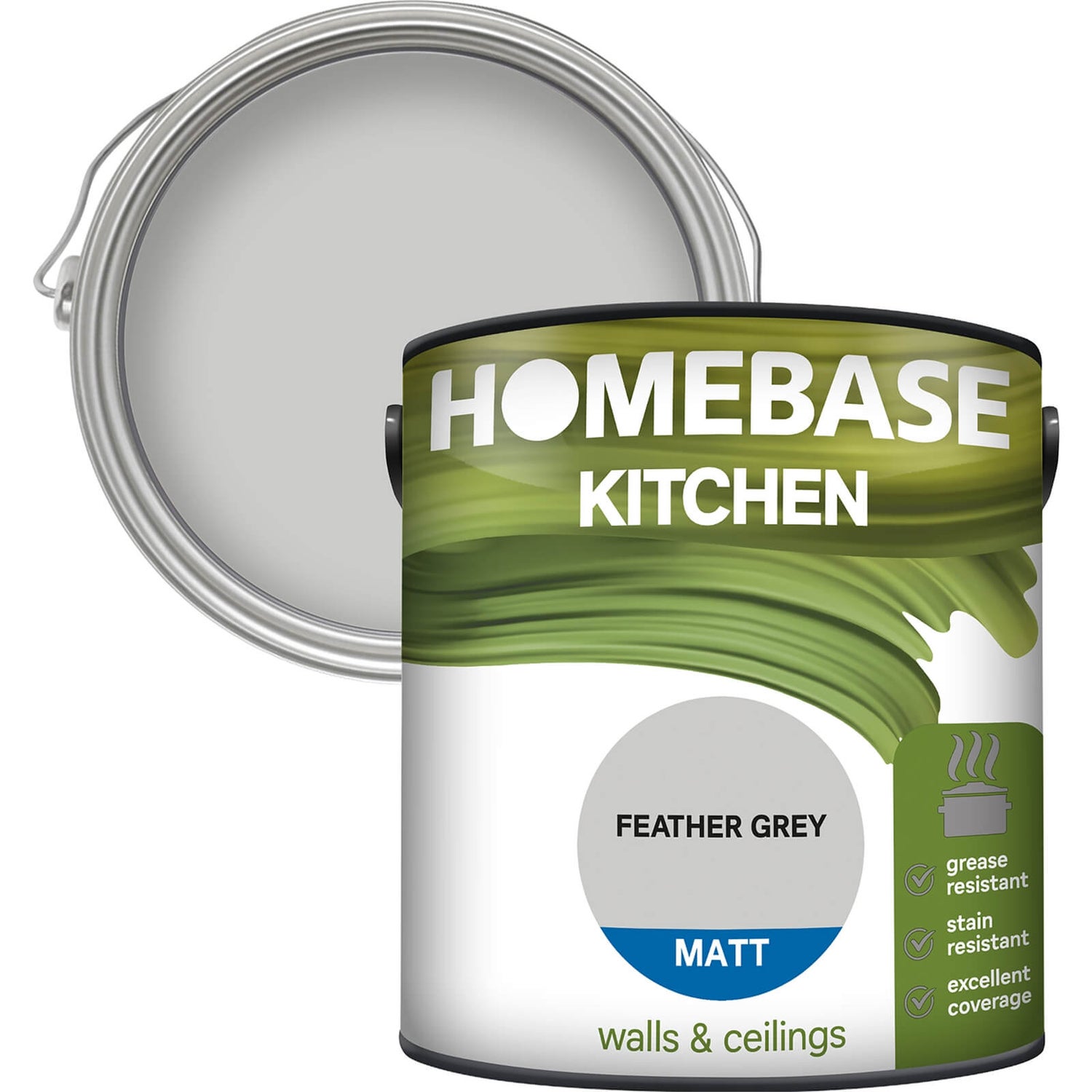Homebase Kitchen Matt Paint Feather Grey 2.5L Homebase