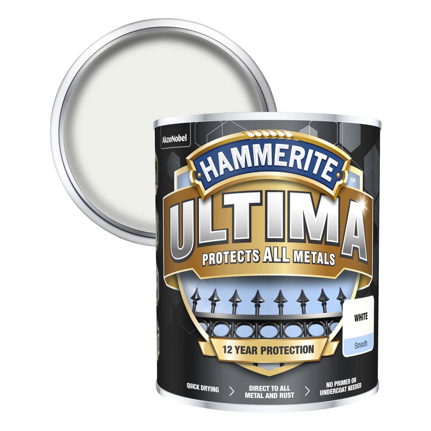 Hammerite Ultima Smooth Metal Paint White 750ml Homebase