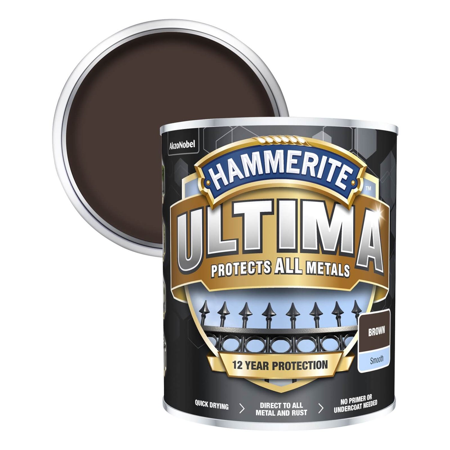 Hammerite Ultima Smooth Metal Paint Brown 750ml Homebase