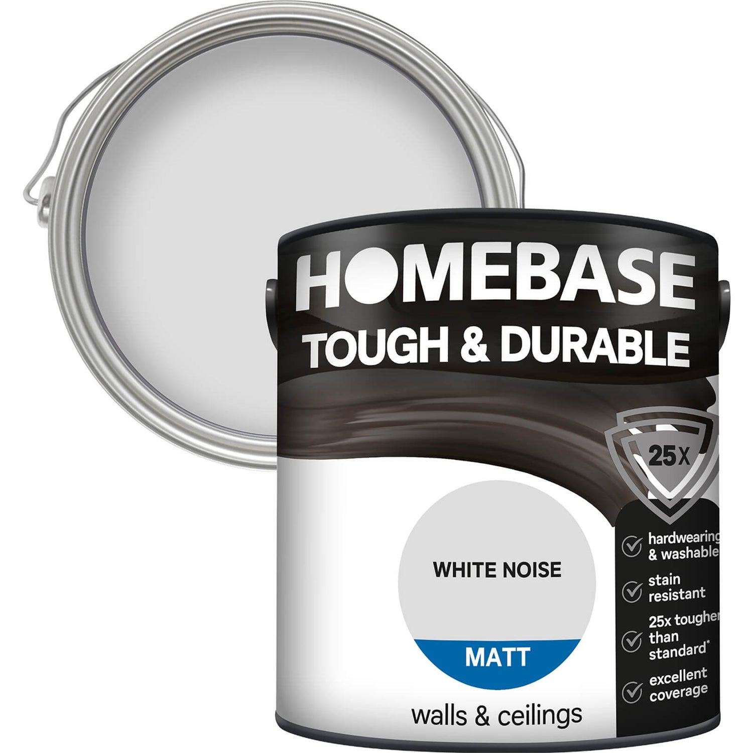 Homebase Tough & Durable Matt Paint White Noise 2.5L Homebase