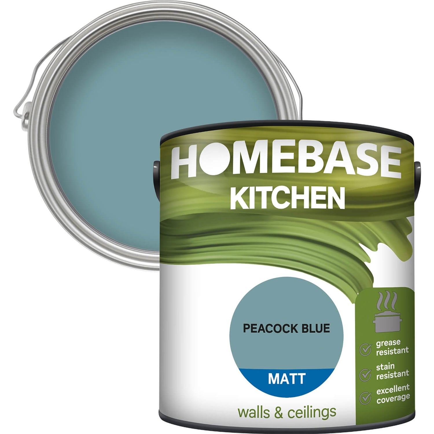Homebase Kitchen Matt Paint Peacock Blue 2.5L Homebase