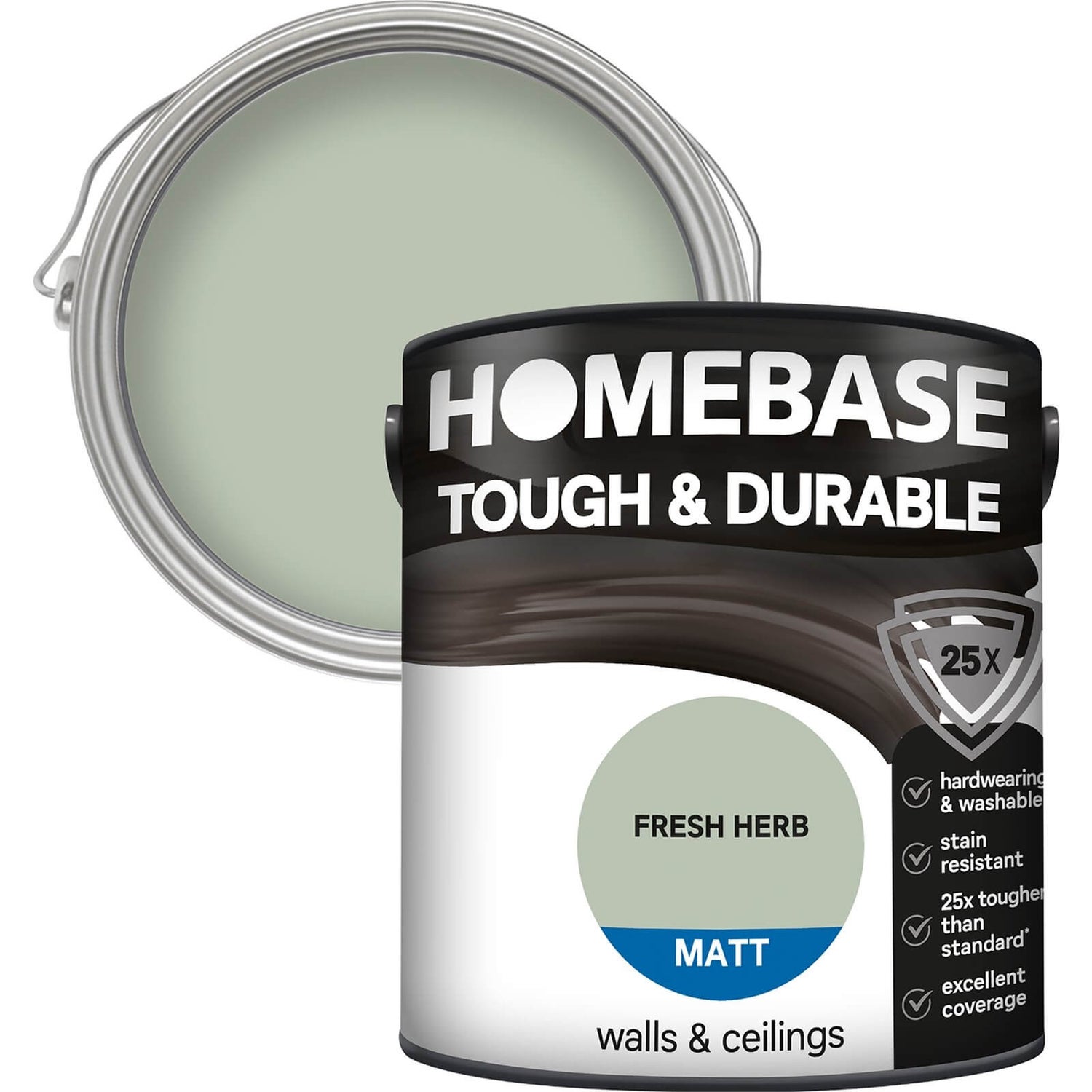 Homebase Tough & Durable Matt Paint Fresh Herb 2.5L Homebase