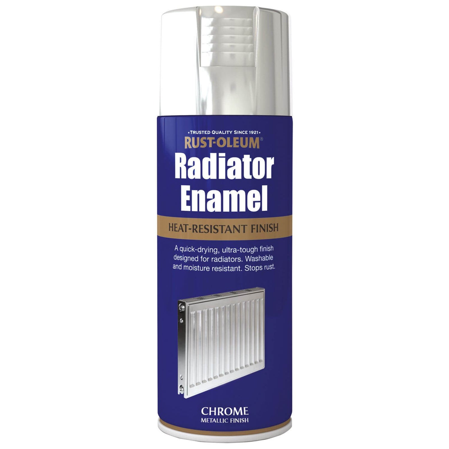 RustOleum Chrome Radiator Enamel Paint 400ml Homebase