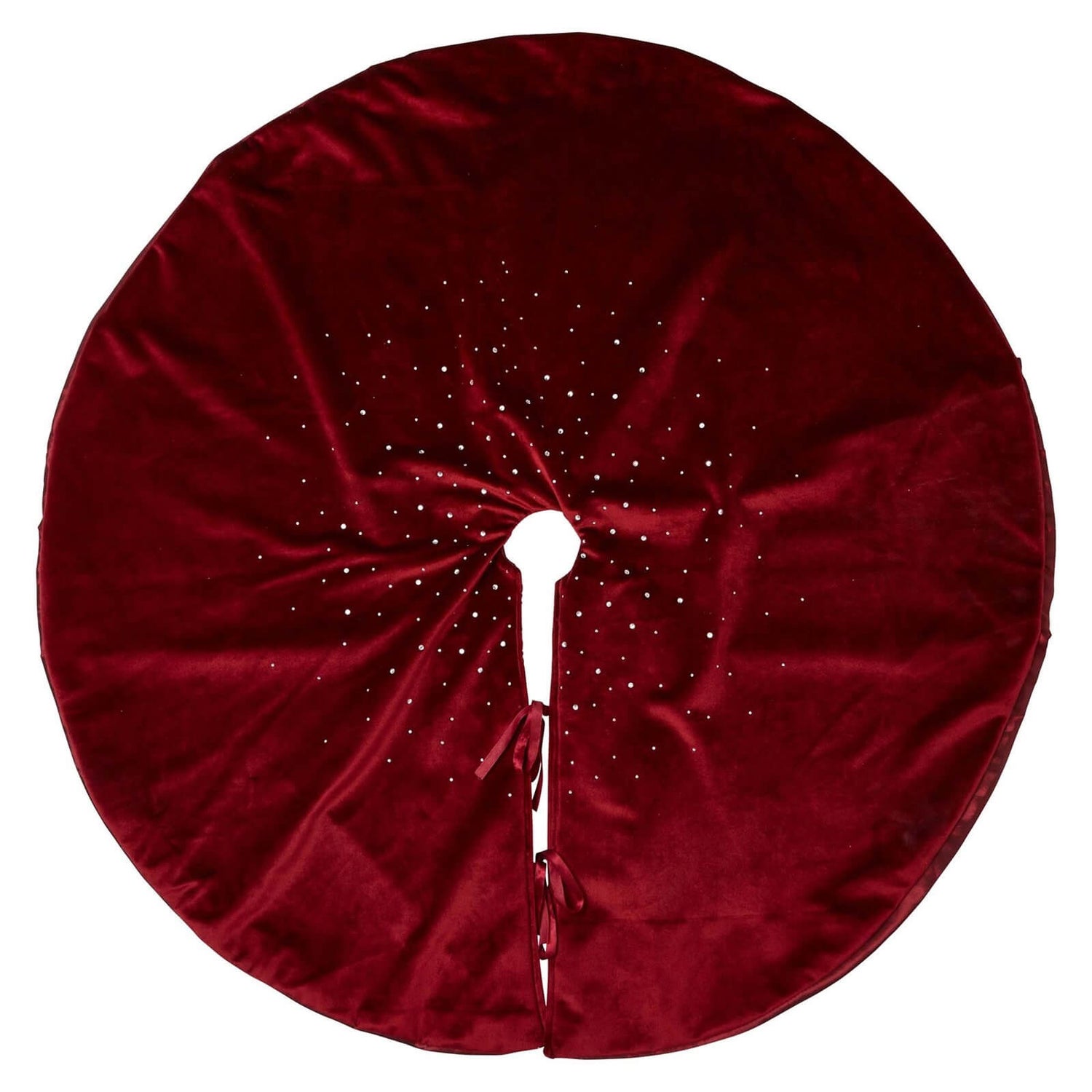 Red Velvet with Diamante Trim Christmas Tree Skirt Homebase
