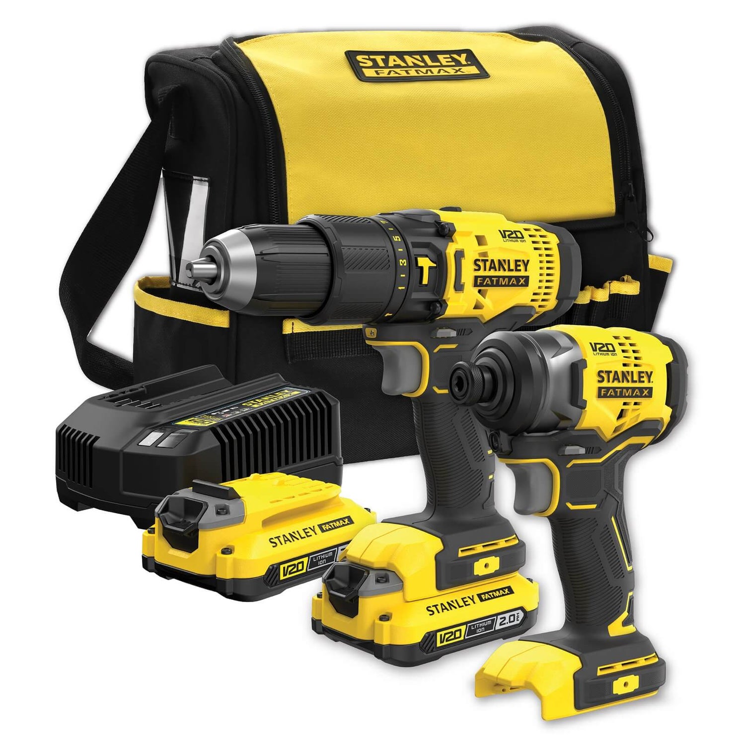 STANLEY FATMAX V20 18V Cordless Combi Drill and Impact Driver Kit with