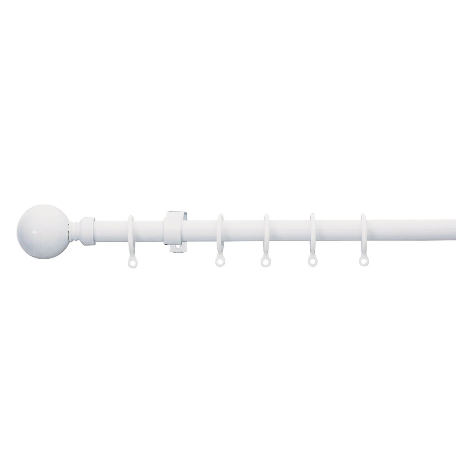 White Extendable Curtain Pole with Ball Finial 1.7 3m Homebase