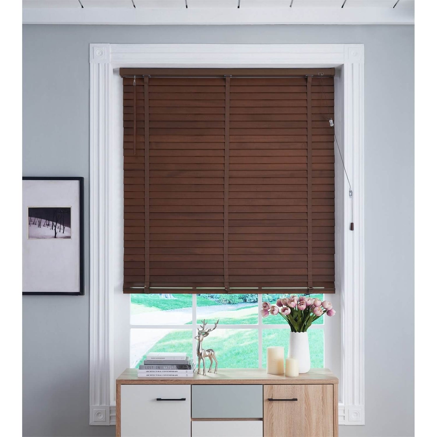 50mm Wood Blind Walnut 100x130cm Homebase