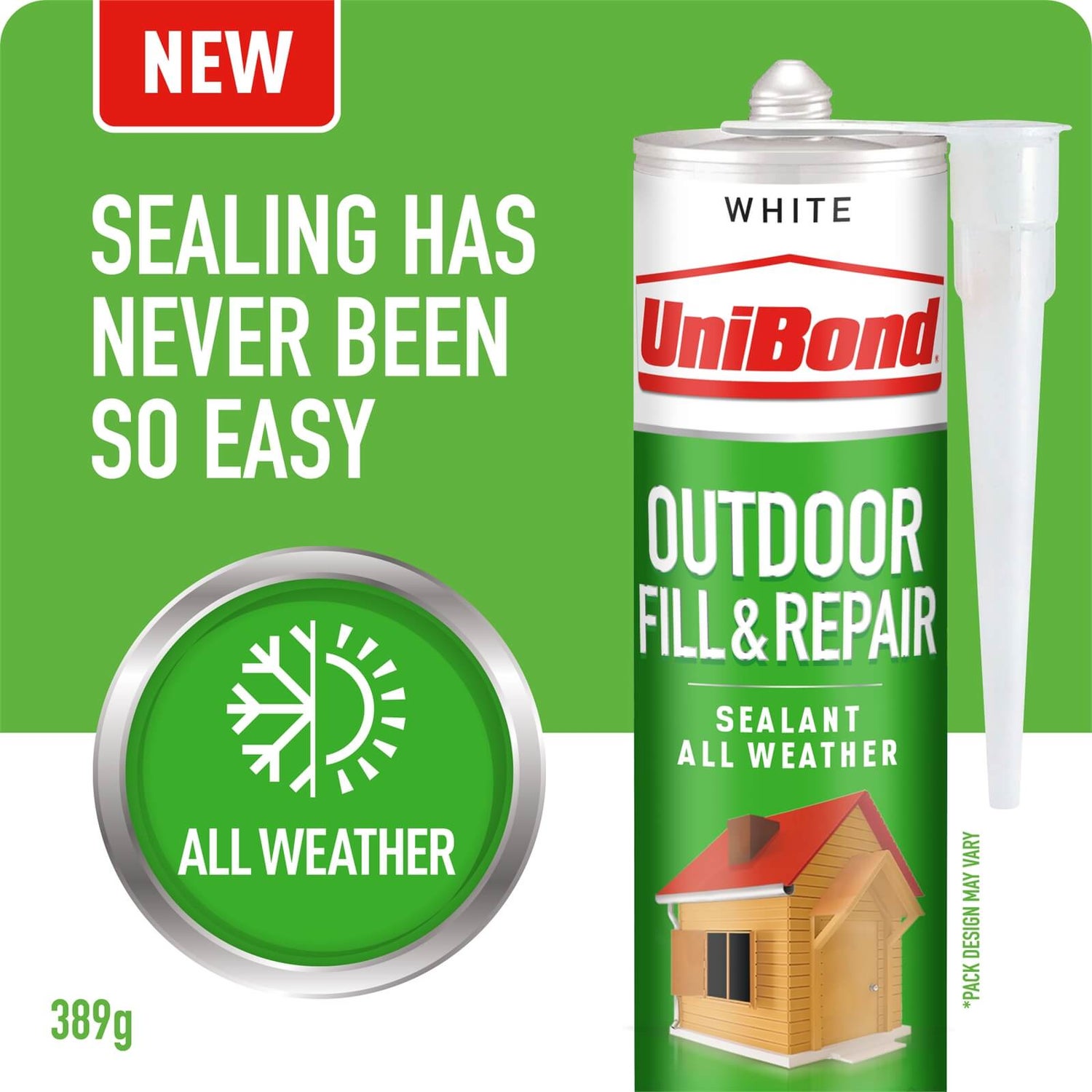 UniBond Outdoor Fill & Repair Sealant White Cartridge 389g Homebase