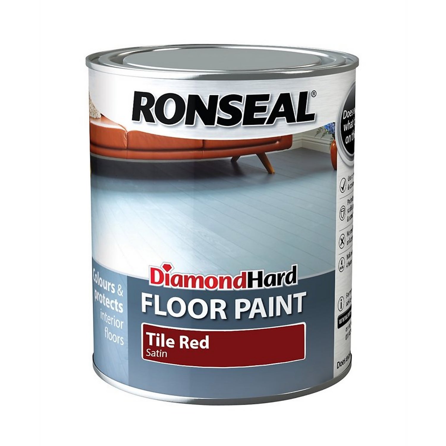 Ronseal Diamond Hard Tile Red Floor Paint 750ml Homebase