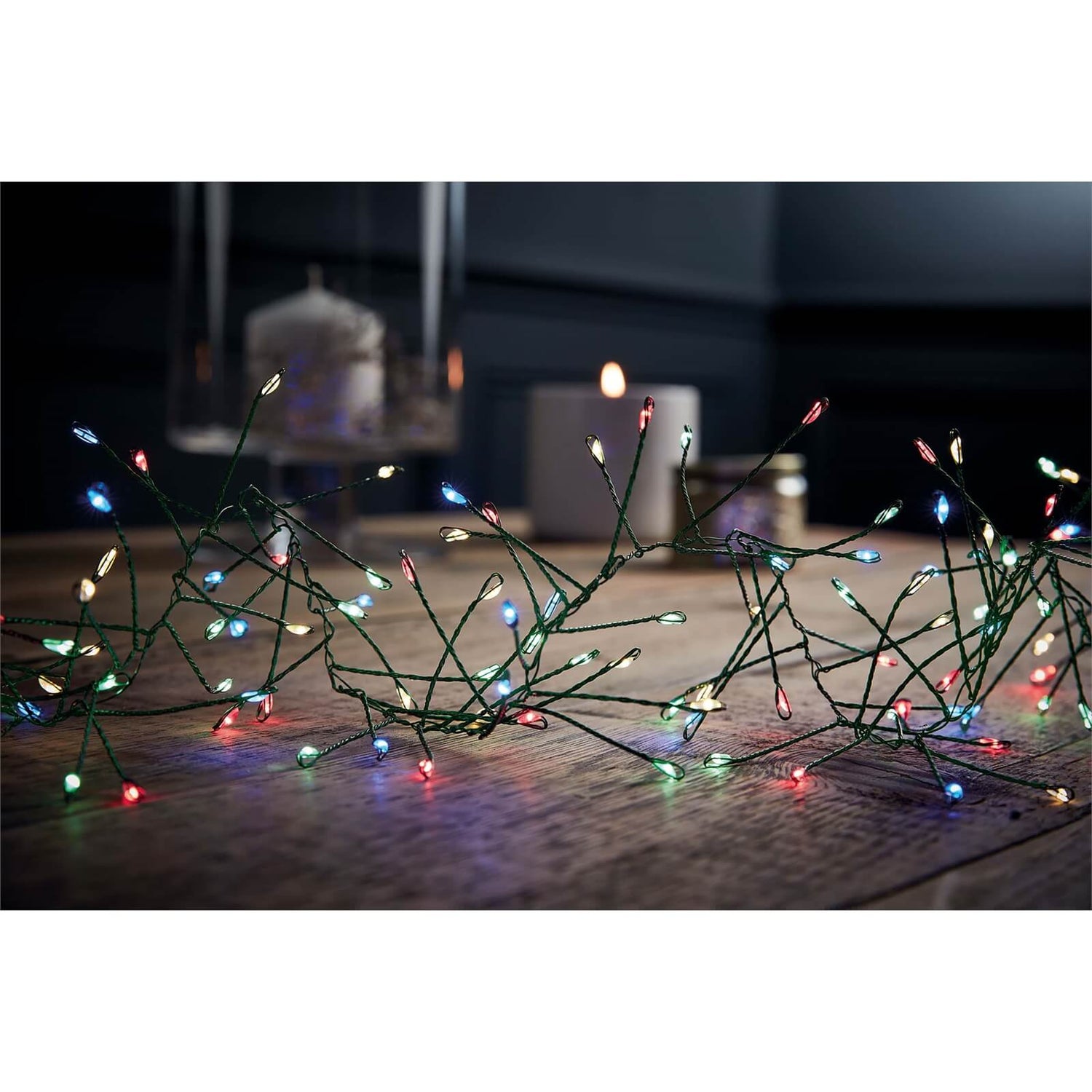 480 Green Wire Cluster Lights Multicolour Homebase