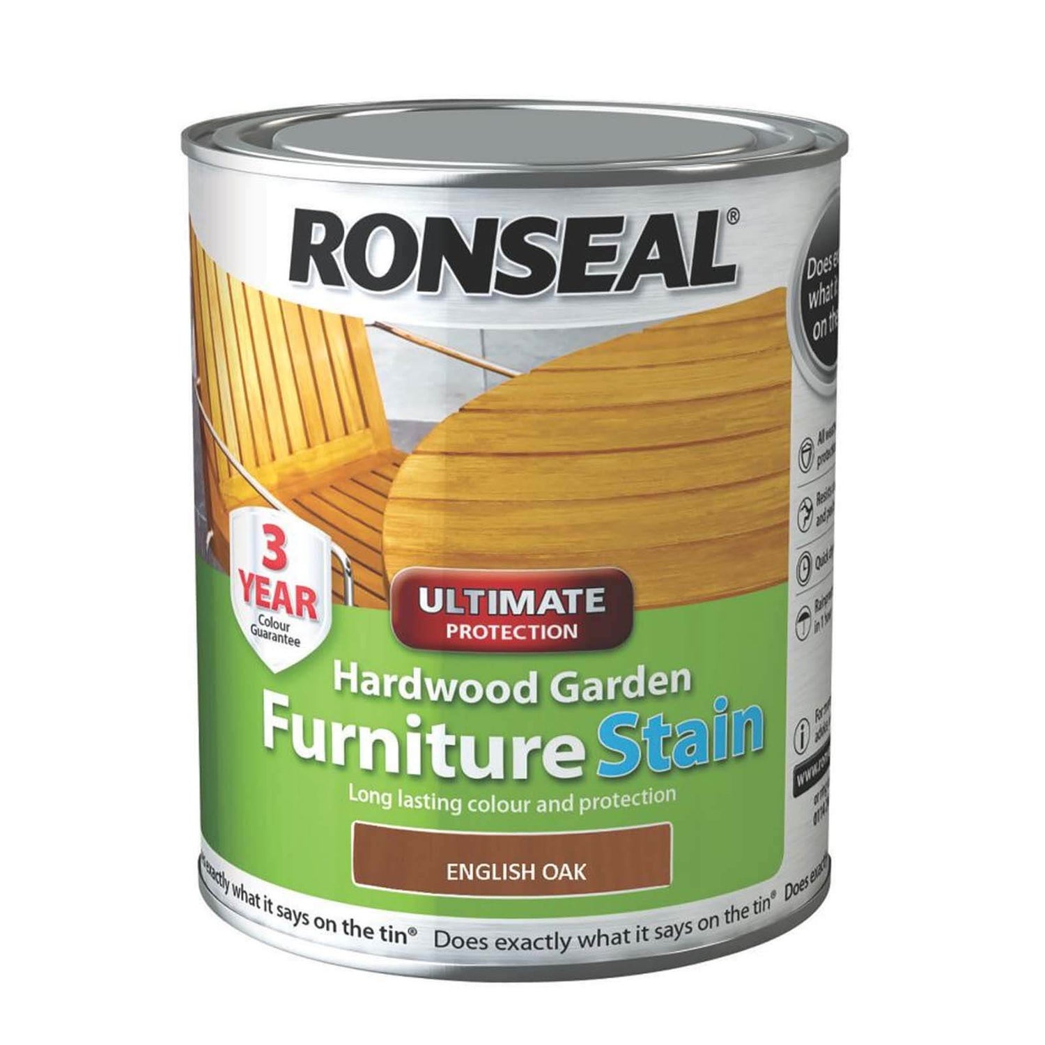 Ronseal Hardwood Garden Furniture Stain English Oak 750ml Homebase