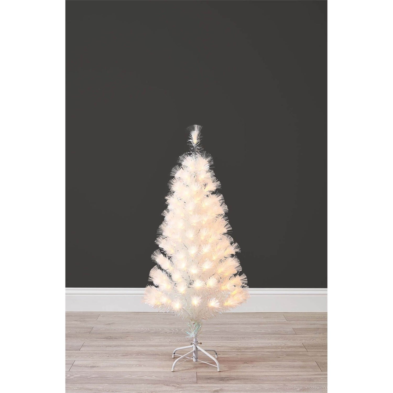4ft White Fibre Optic (Pre Lit) Christmas Tree Homebase