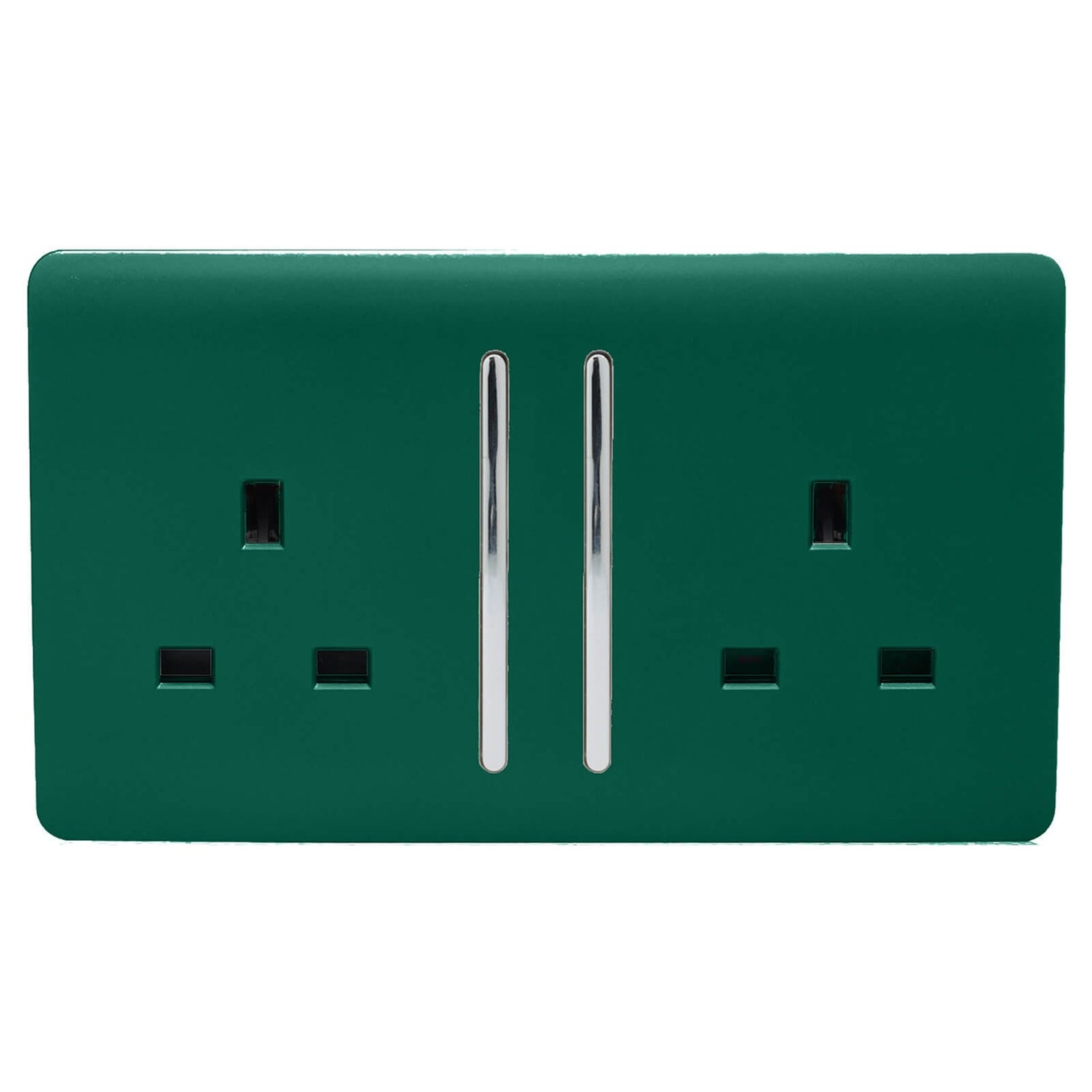 Trendi Switch 2 Gang 13Amp Long Switched Socket in Dark Green Homebase