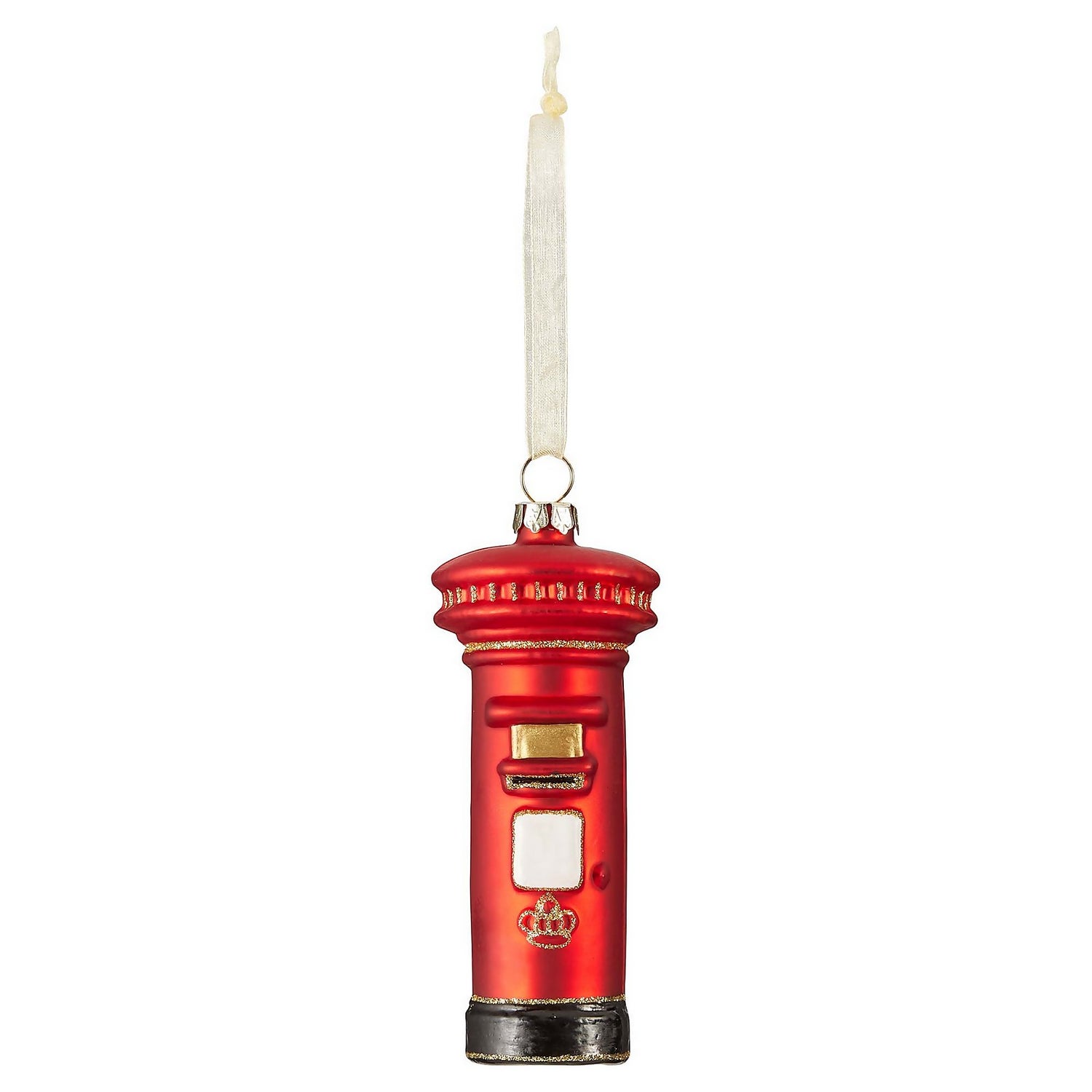 Red Post Box Glass Hanging Christmas Tree Decoration  Homebase