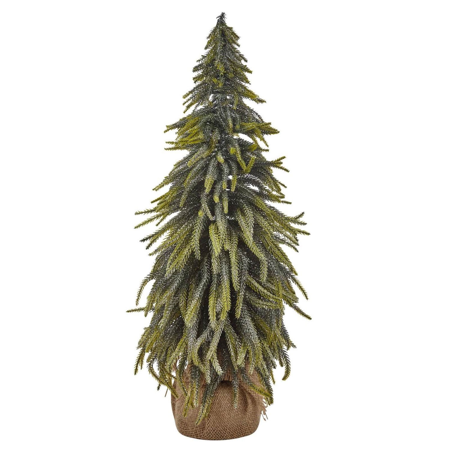 Glittery Tabletop Christmas Tree with Hessian Base 65cm Homebase