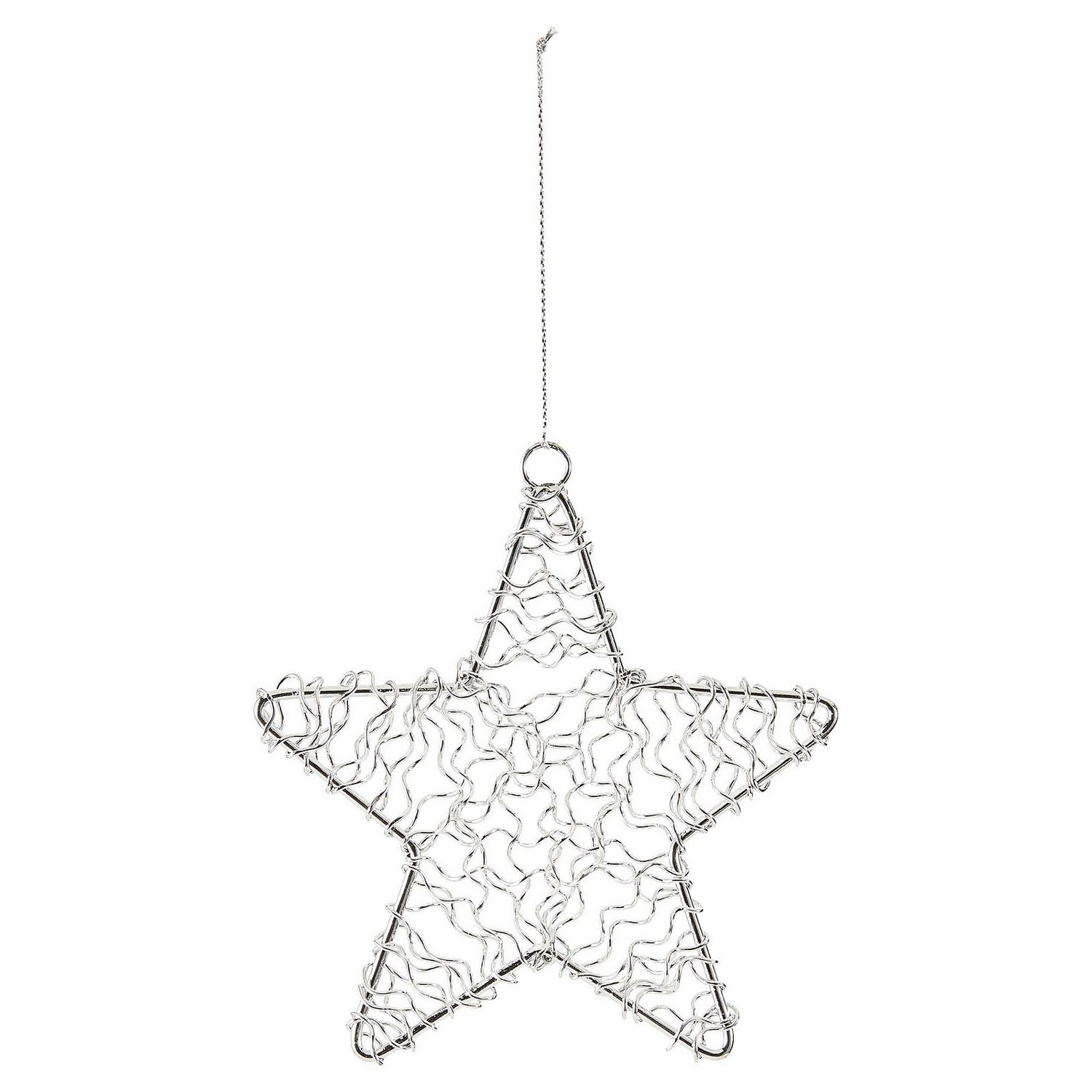 Silver Wire Star Hanging Christmas Tree Decoration Homebase