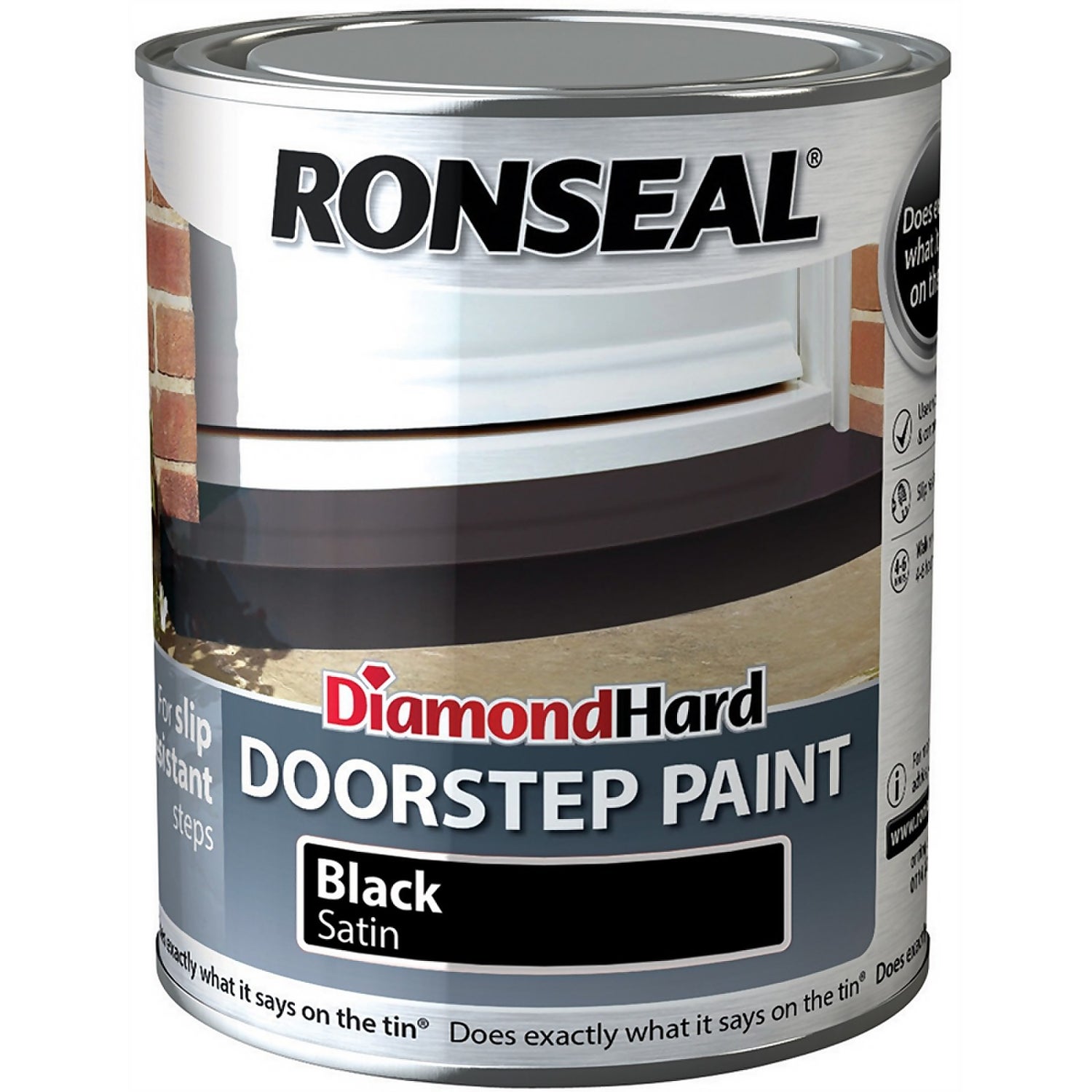 Ronseal Diamond Hard Black Doorstep Satin Paint 750ml Homebase