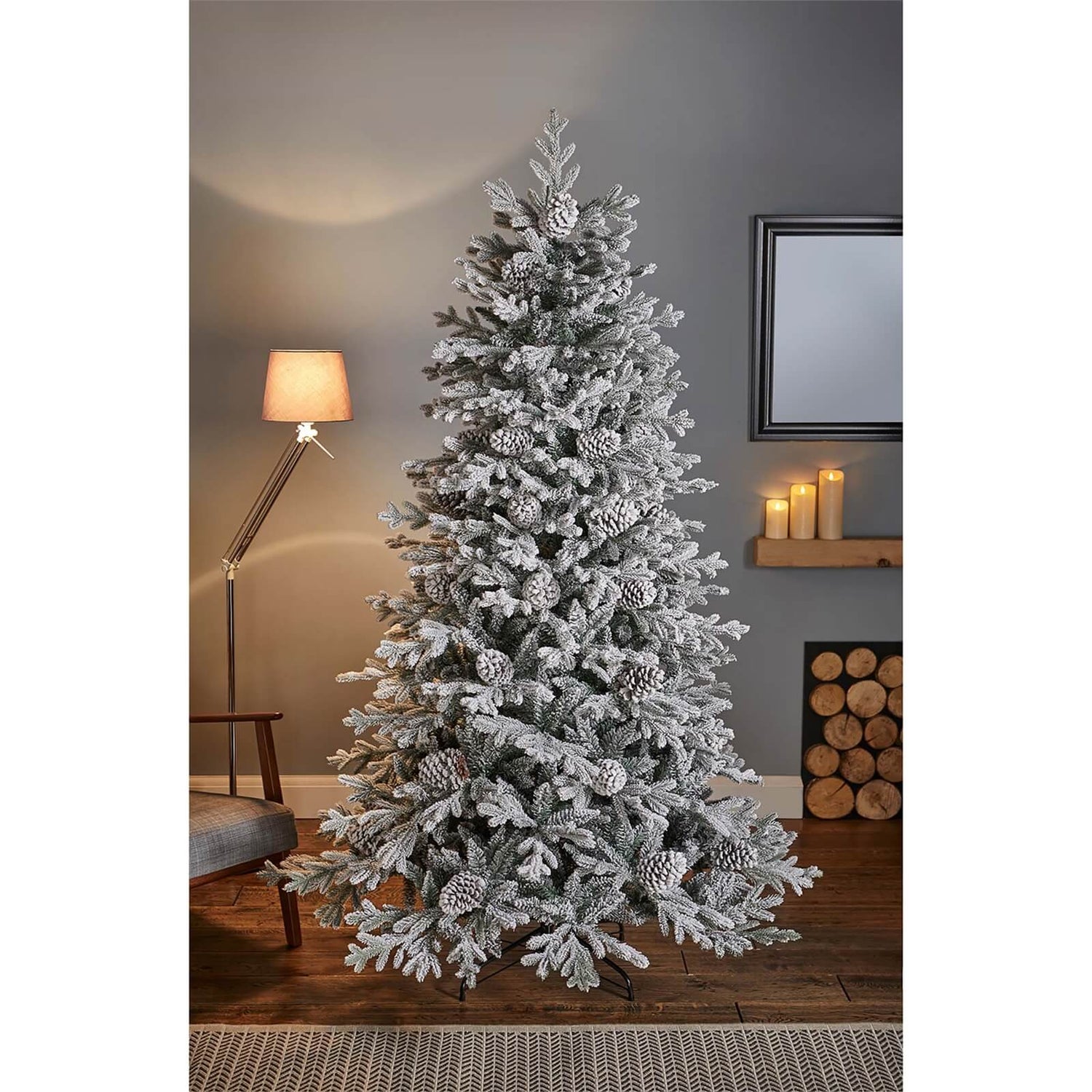 8ft Lucia Spruce Christmas Tree with Cones Homebase