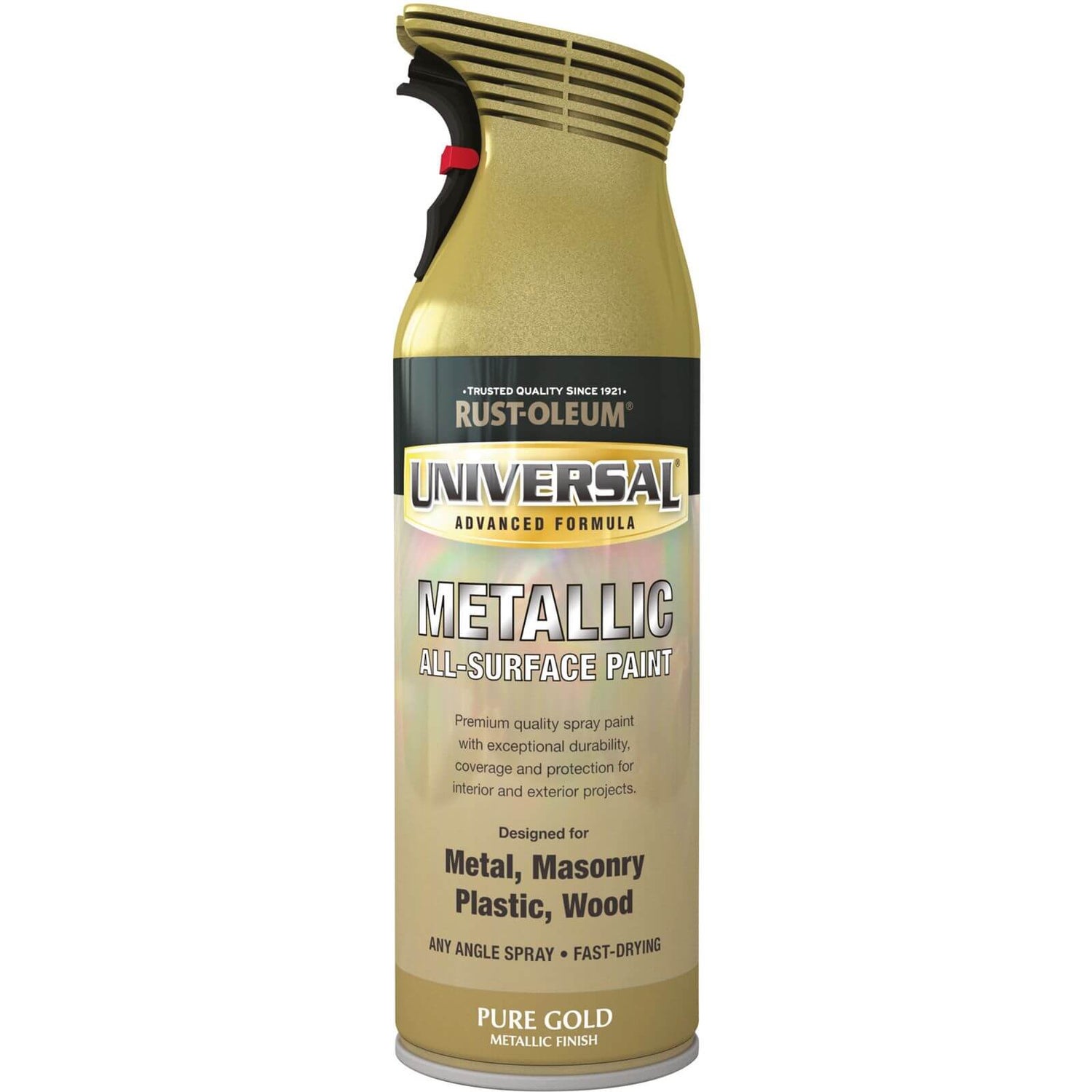 RustOleum Pure Gold Universal Metallic Spray Paint 400ml Homebase