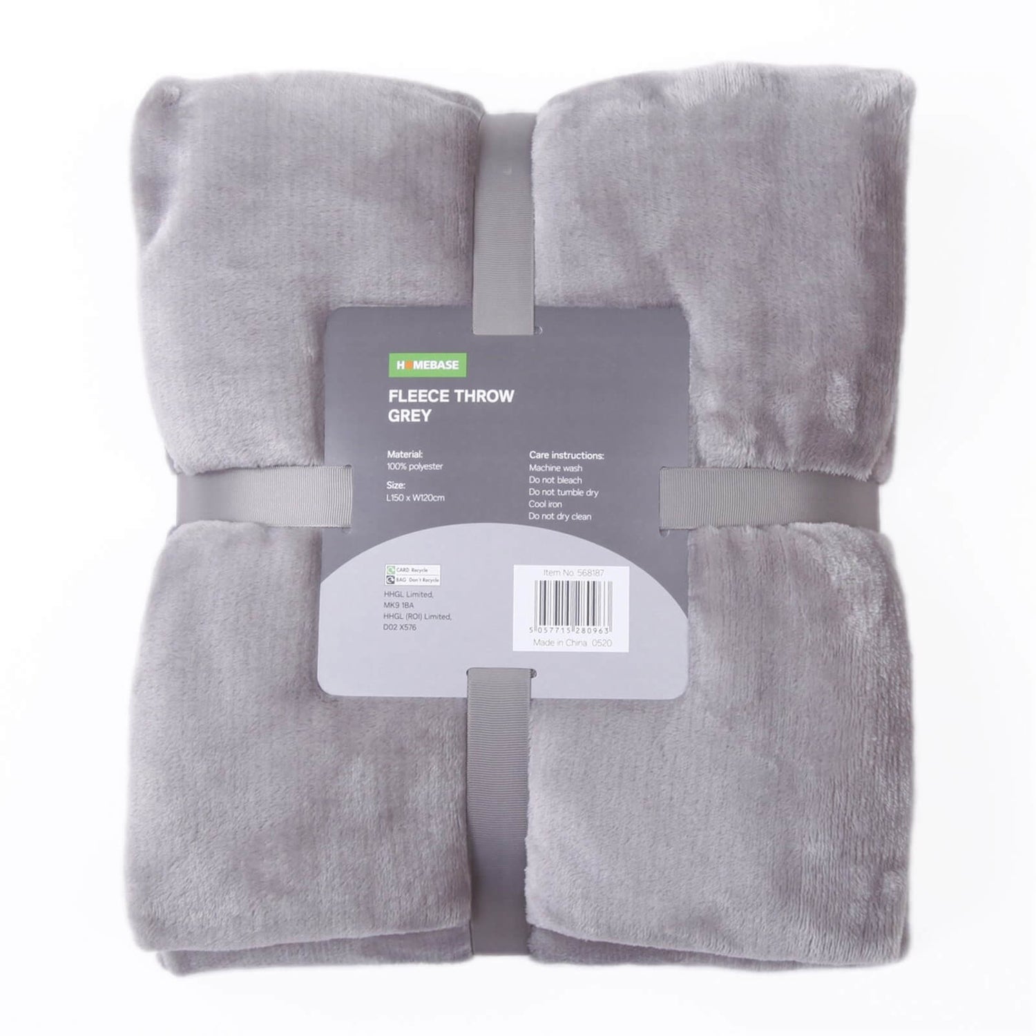 Fleece Throw Grey 120x150cm Homebase