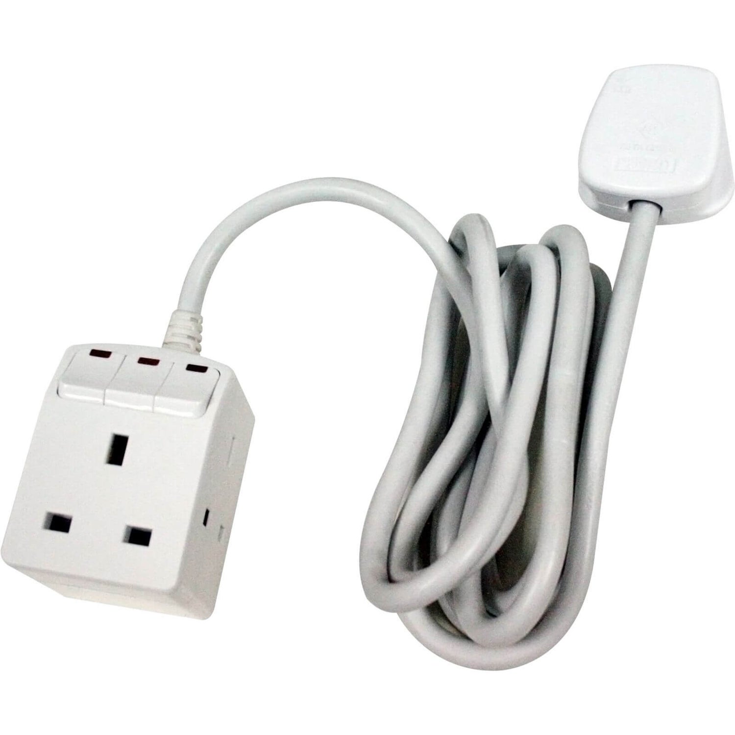 Masterplug 3 Socket Switched Extension Lead 2m White Homebase