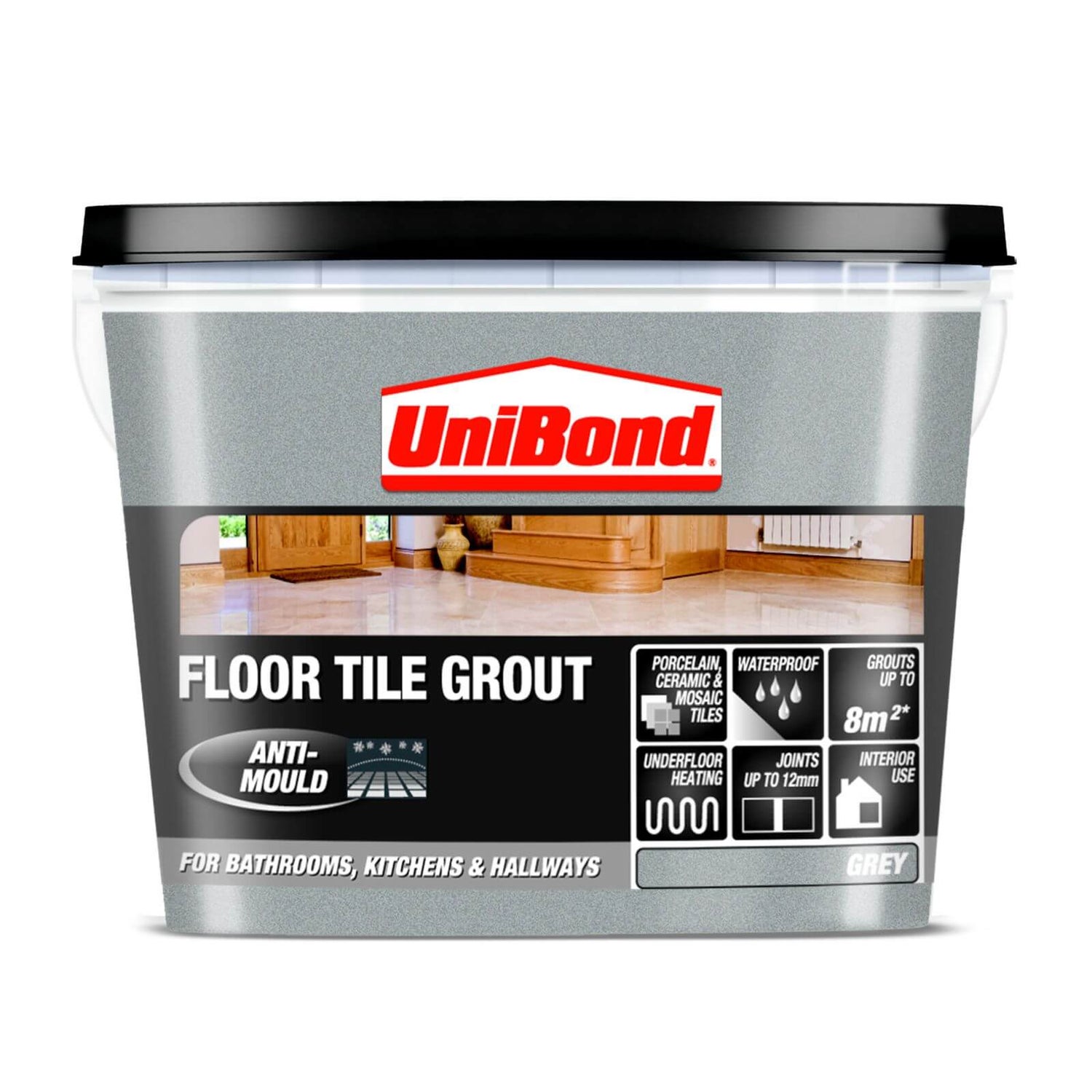Unibond Ready Mixed Floor Grout Grey 3.75kg Homebase
