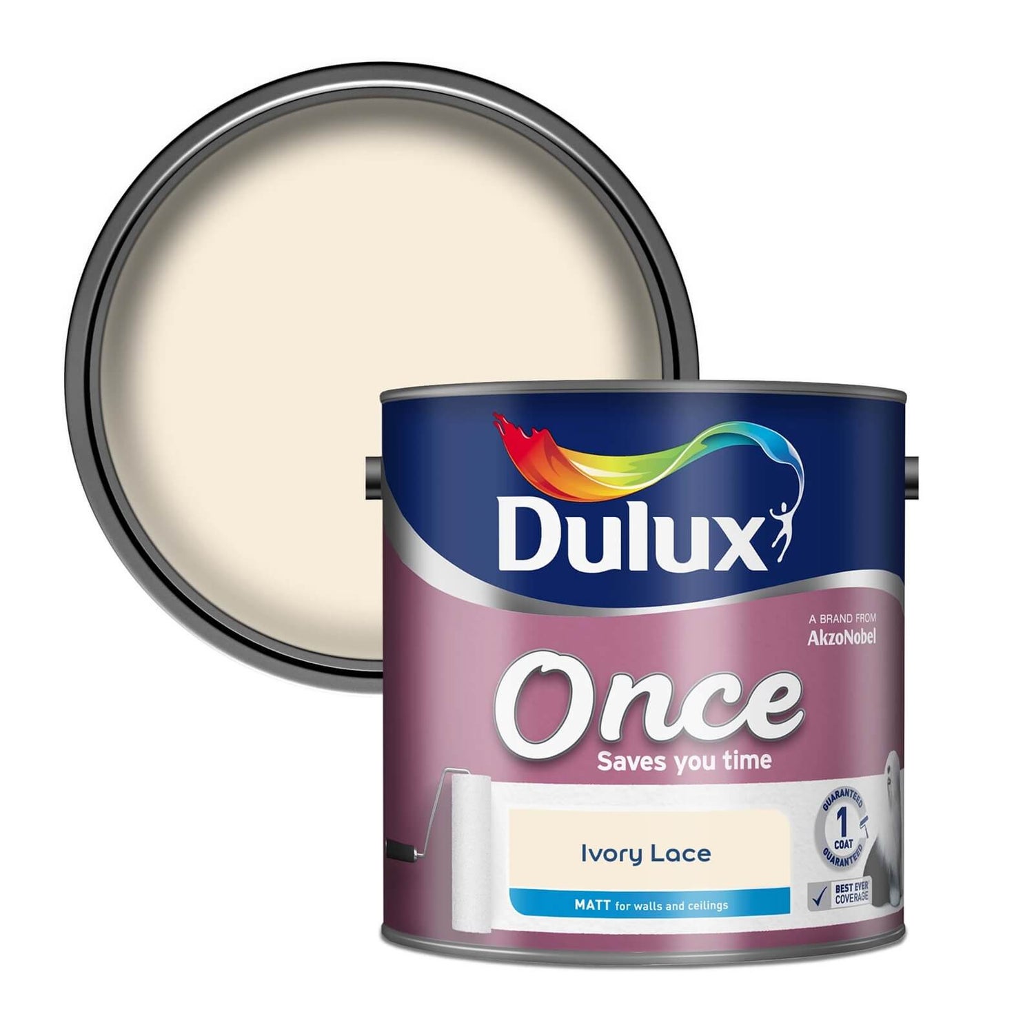 Dulux Once Ivory Lace Matt Emulsion Paint 2.5L Homebase