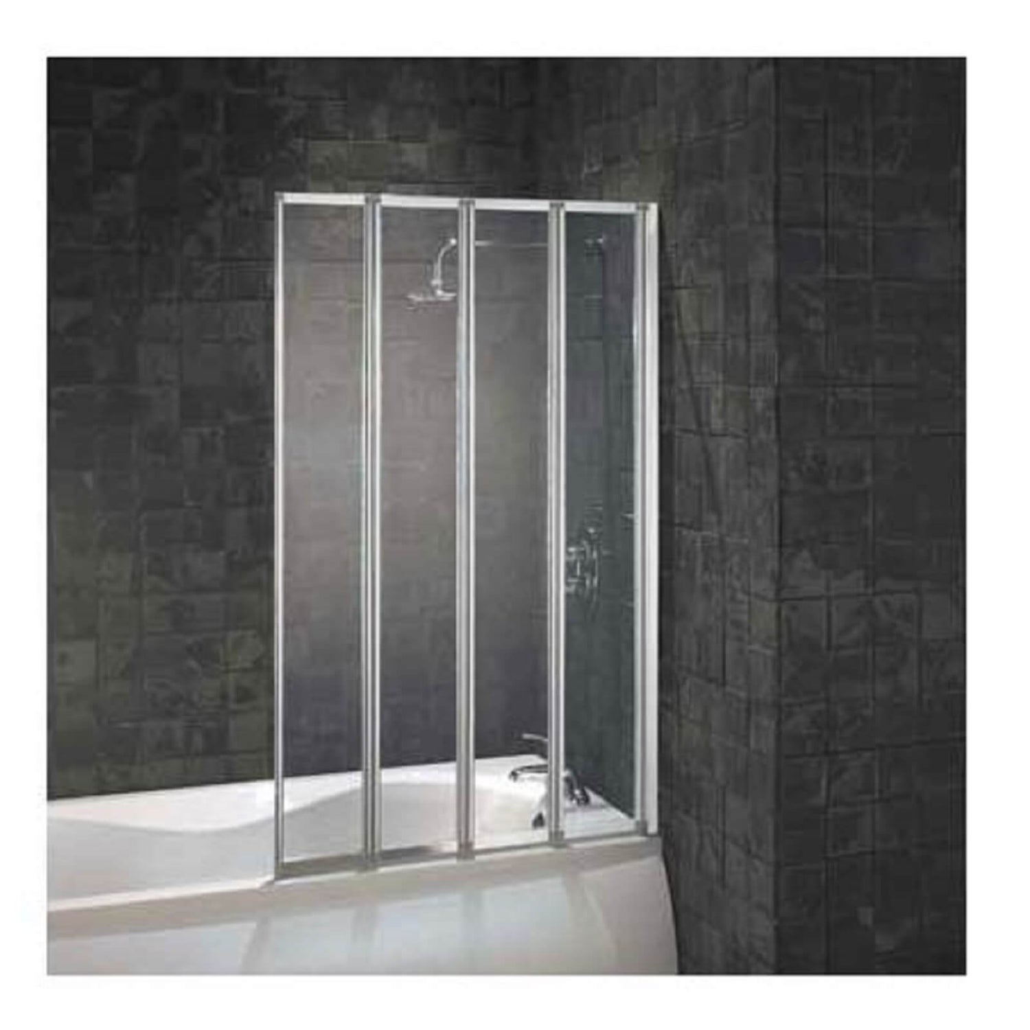 Aqualux Folding Four Panel Shower Screen Silver & Clear Homebase