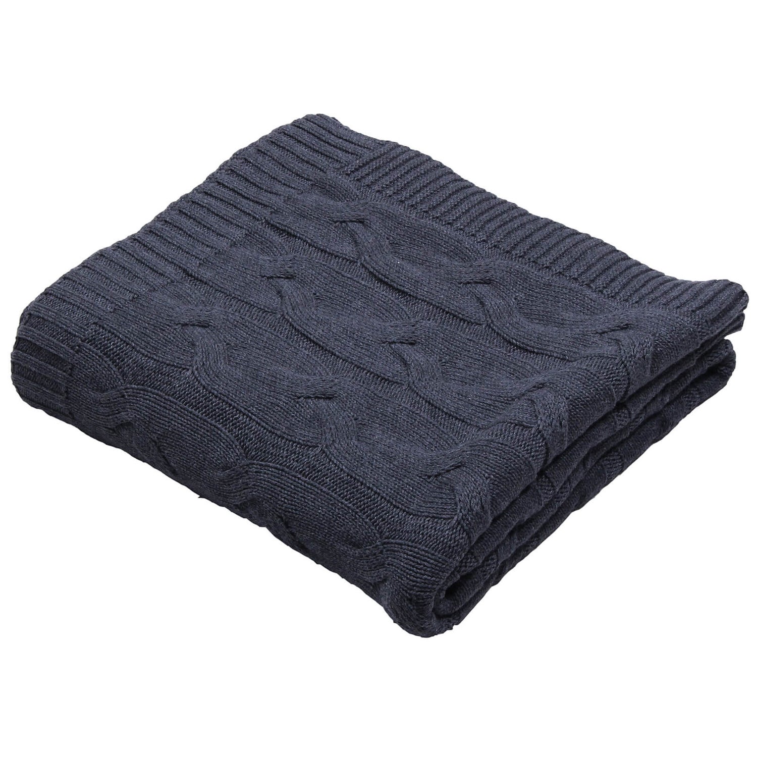 Knitted Throw Dark Grey Homebase
