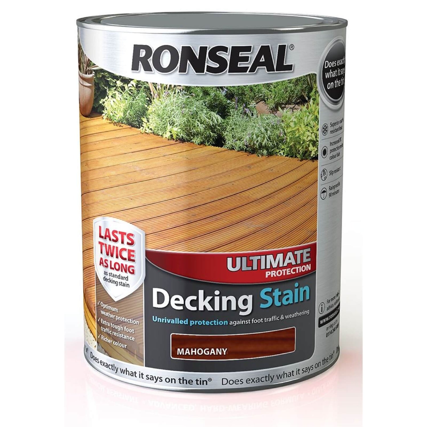 Ronseal Ultimate Protection Decking Stain Rich Mahogany 5L Homebase