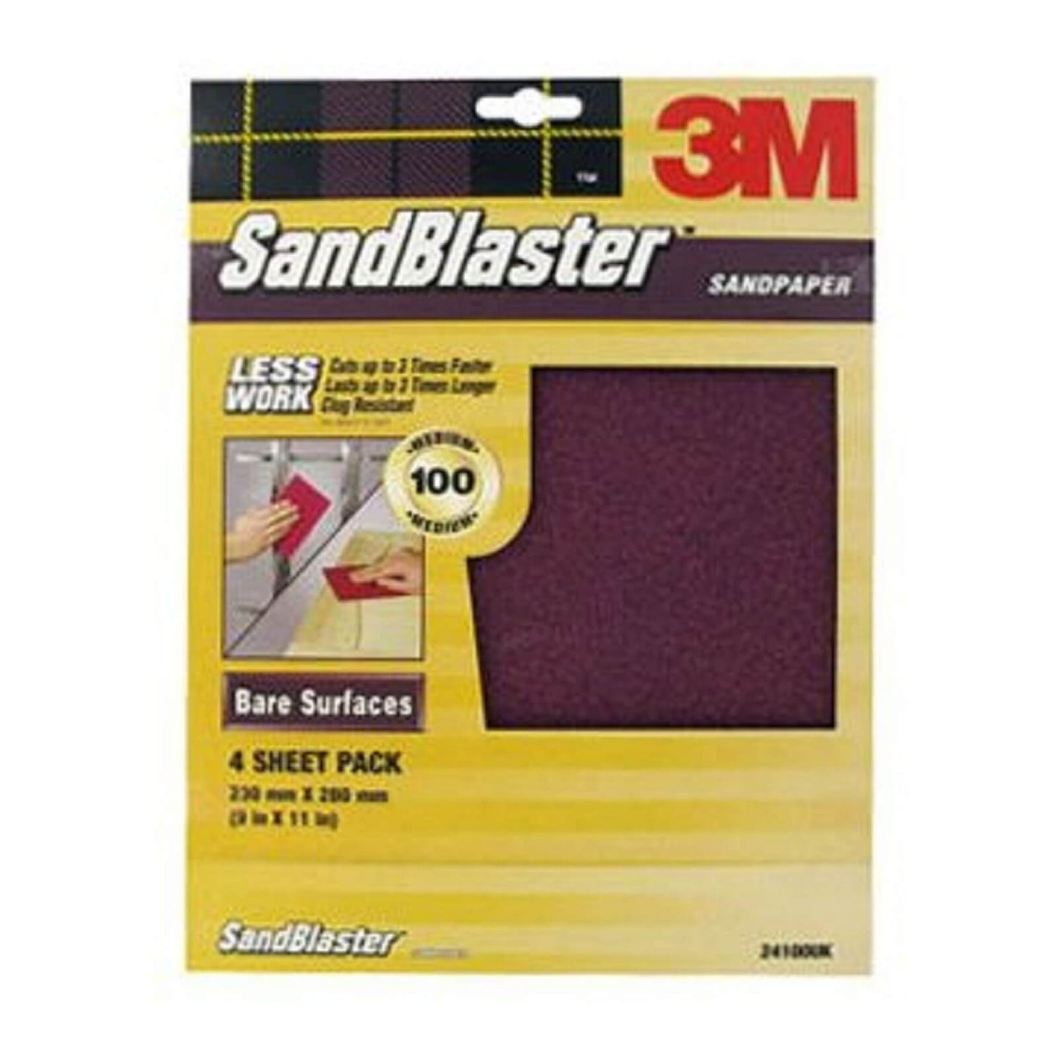 3M SandBlaster Medium P100 Sandpaper 4 pack Homebase