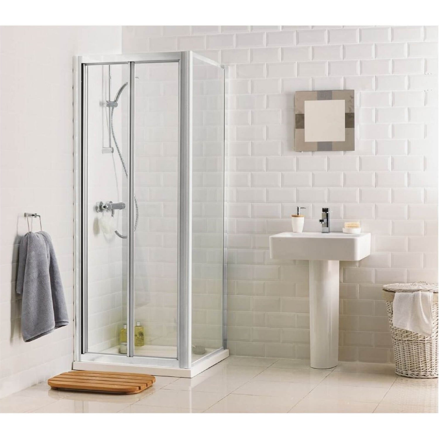 Estilo BiFold Shower Door 760mm Silver Homebase