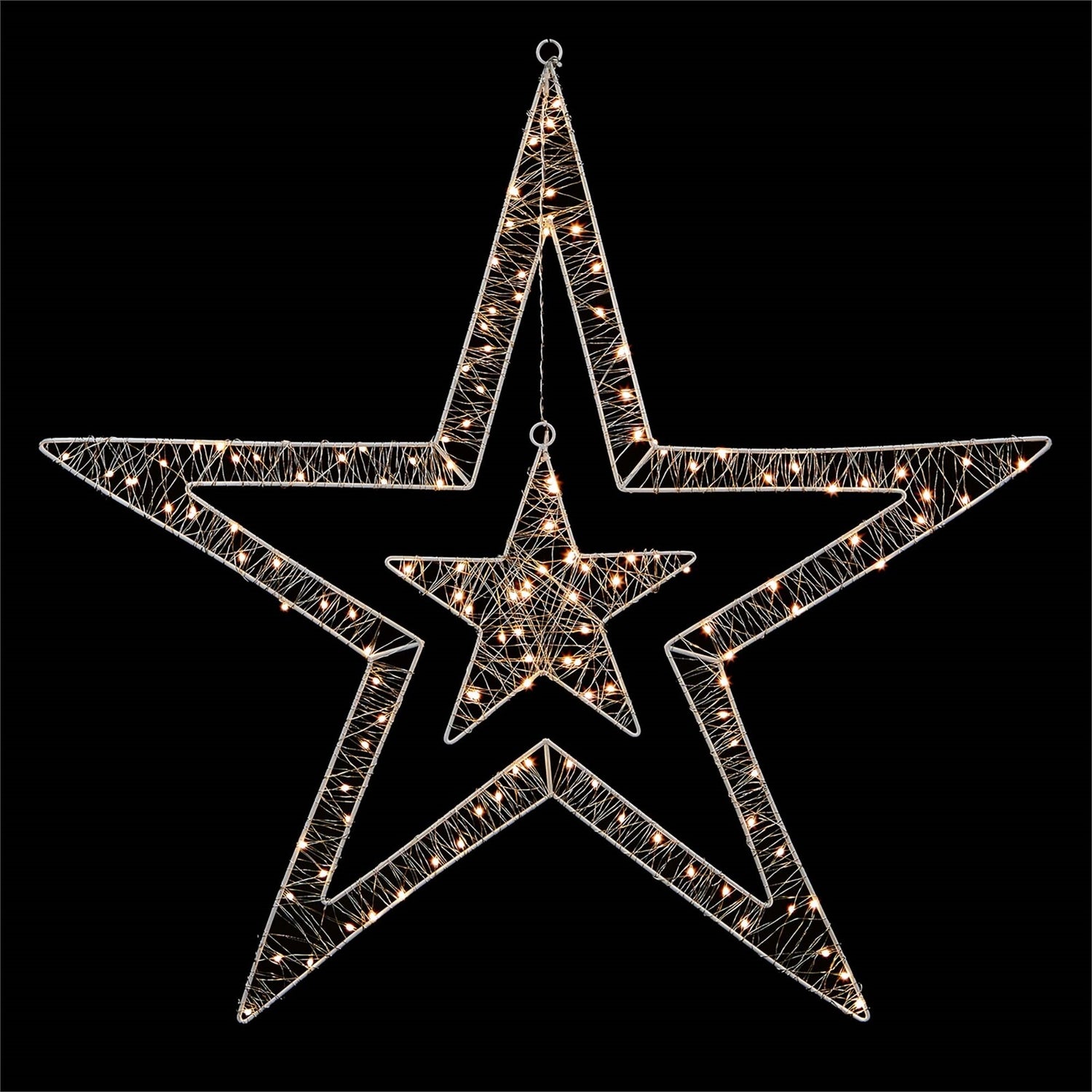 80cm White Double Star Large Pin Wire With Warm White LED s Homebase